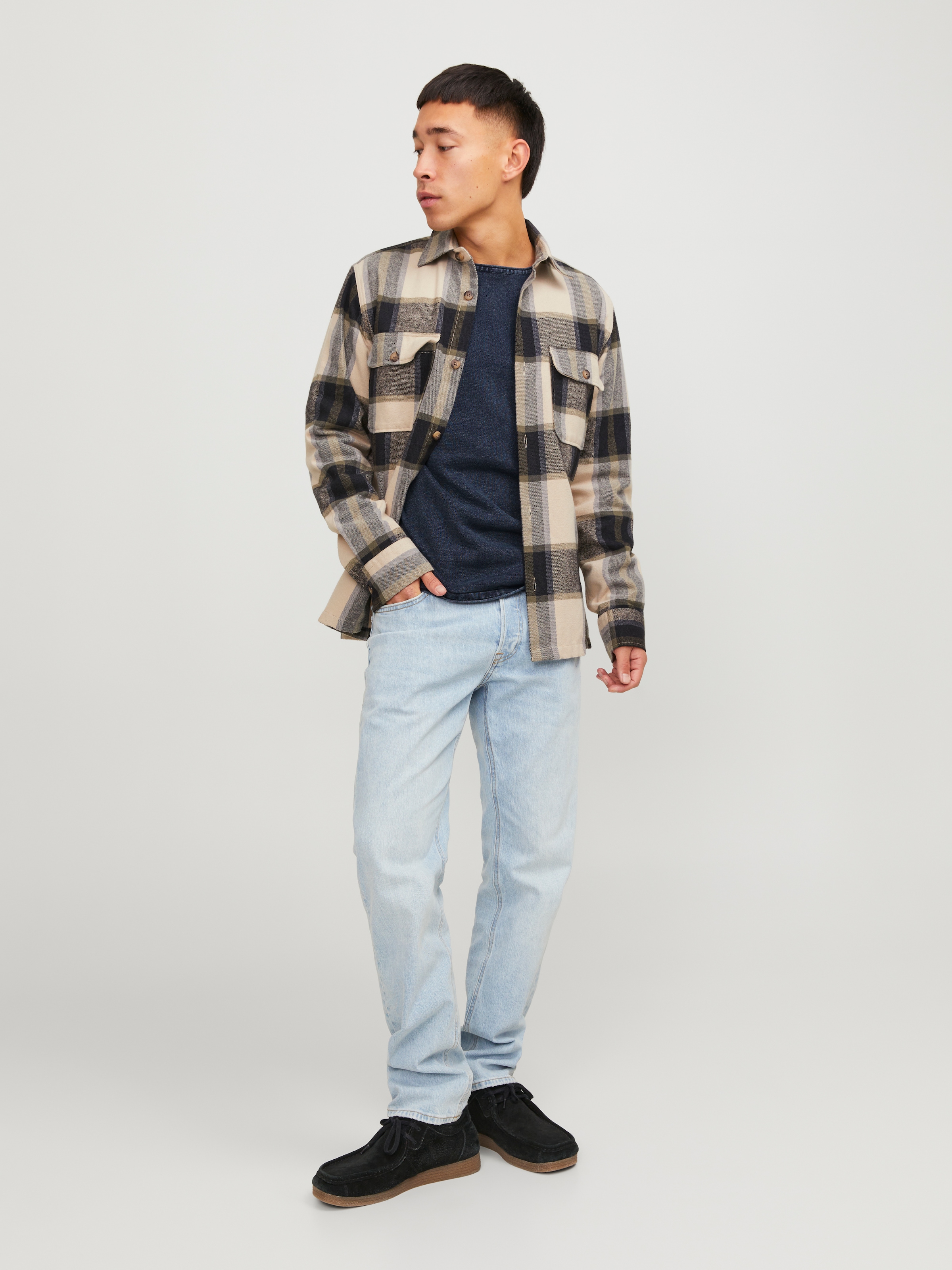 Jack & Jones Rundhalspullover »JJELEO aus pflegeleichter Baumwollqualität«, unifarben, modisch, schmal, Baumwolle, Rundhals
