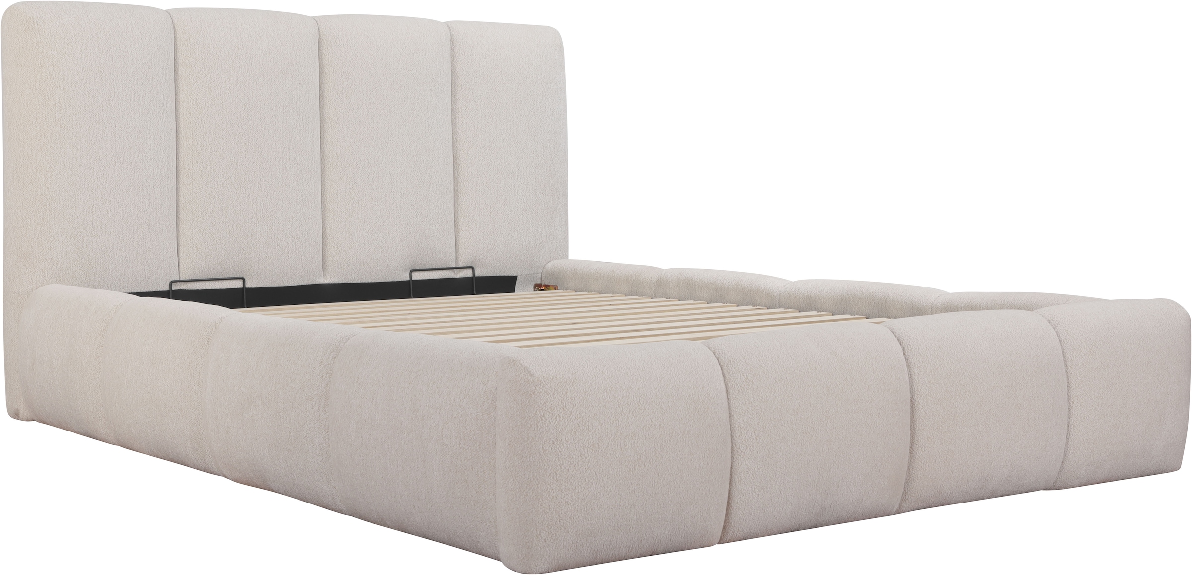 GOODproduct Lit rembourré »MERLINDA, Stauraumbett mit Lattenrost und Bettkasten, Chenille-Bezug« tête de lit et cadre fortement rembourrés, surface de couchage 140x200 / 180x200 cm
