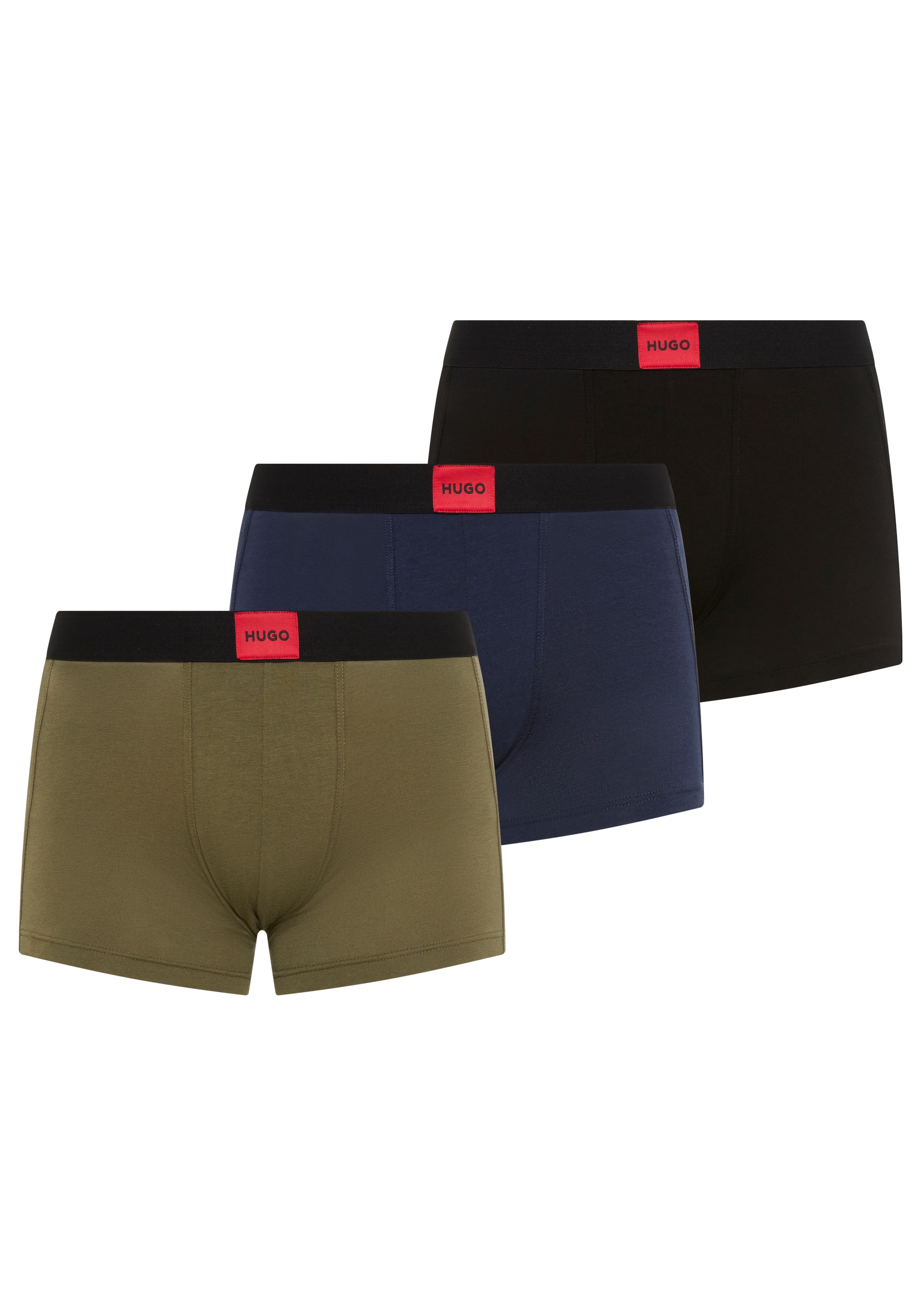 HUGO Underwear Trunk Set, 3 Stk. mit kontrastfarbenen Logobadge