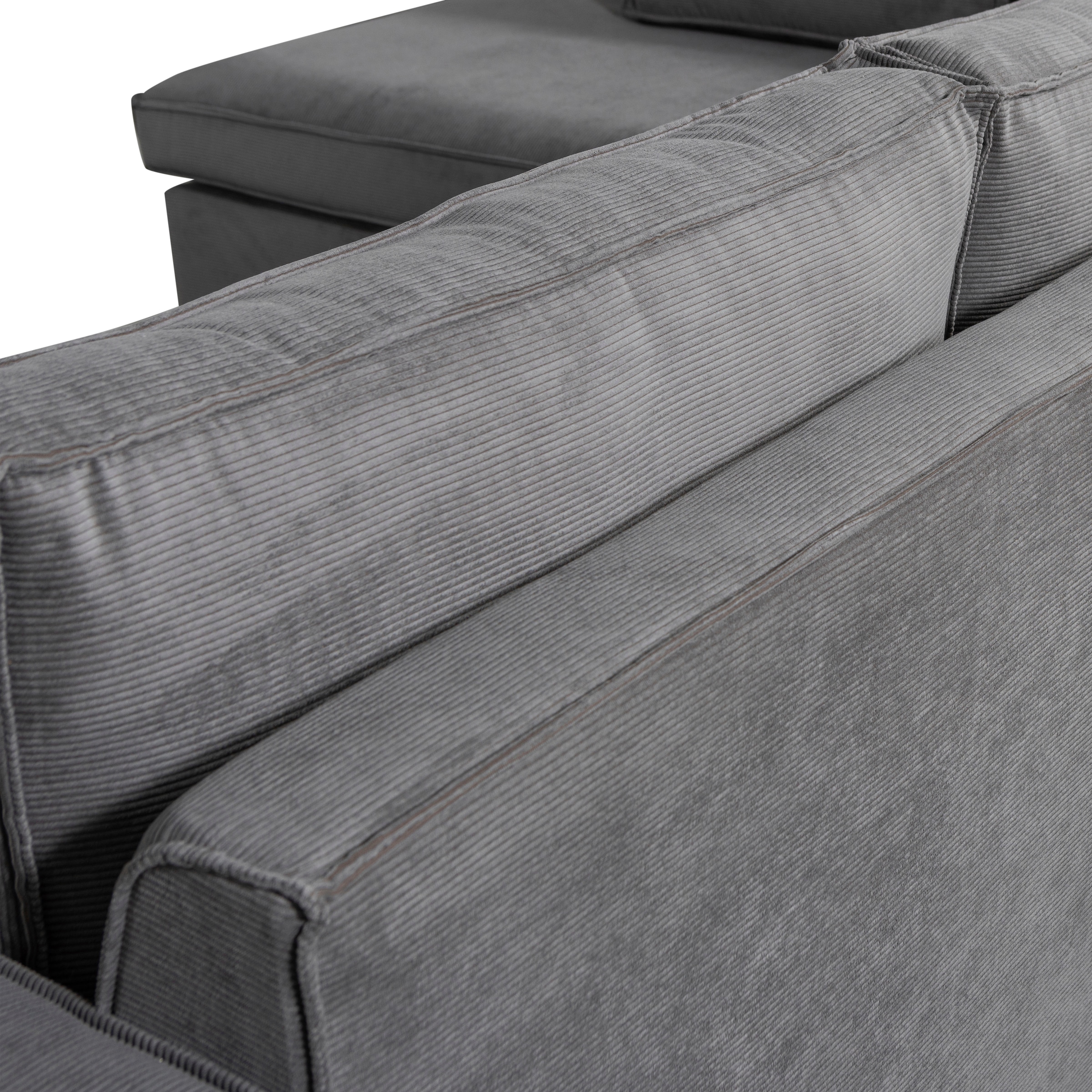 WOOOD Ecksofa »Thomas Rechts Bezug mit Steppnaht, H 92 x B 283 x D 197 cm« Tragkraft 400 kg, Losse Sitz- und Rückenkissen, Pfleiglicht