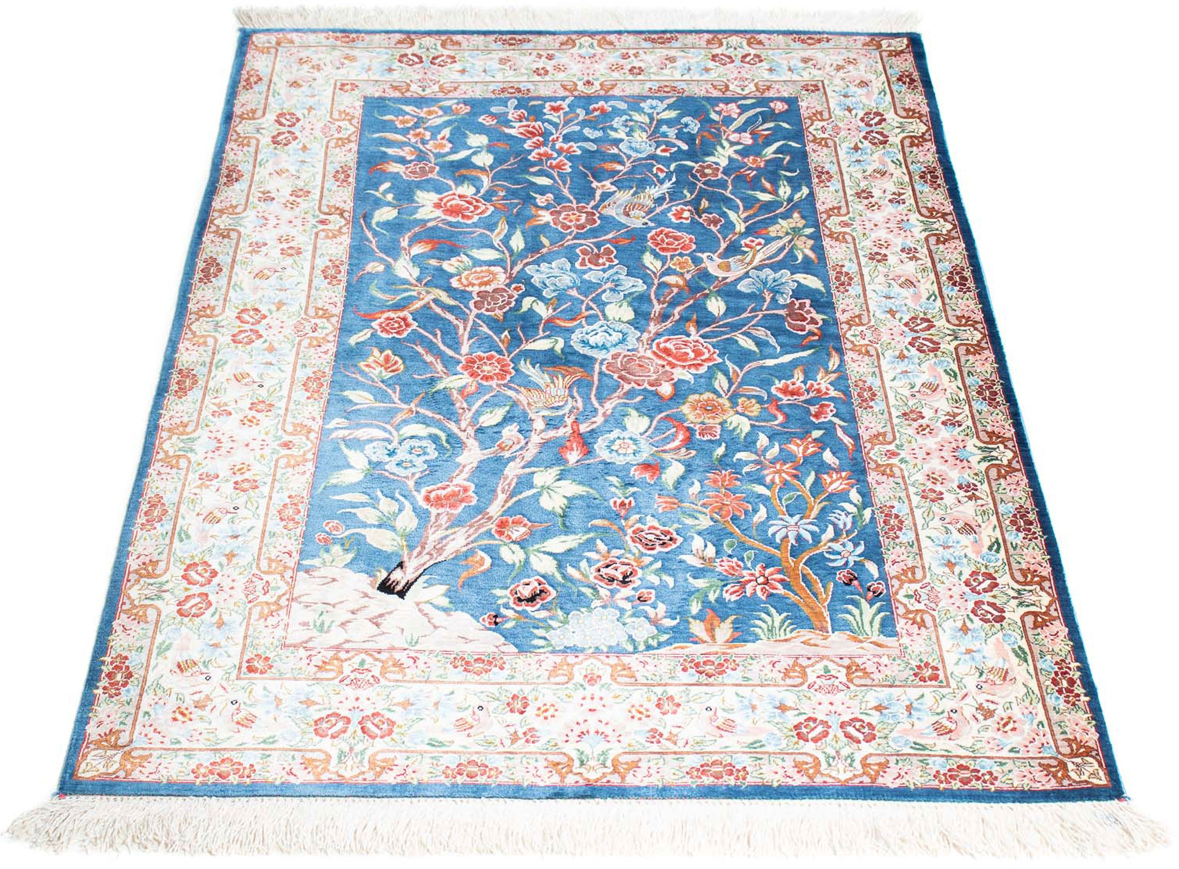 Image of morgenland Orientteppich »Perser - Ghom - 121 x 77 cm - hellblau«, rechteckig, 10 mm Höhe, Wohnzimmer, Handgeknüpft, Einzelstück mit Zertifikat bei Ackermann Versand Schweiz