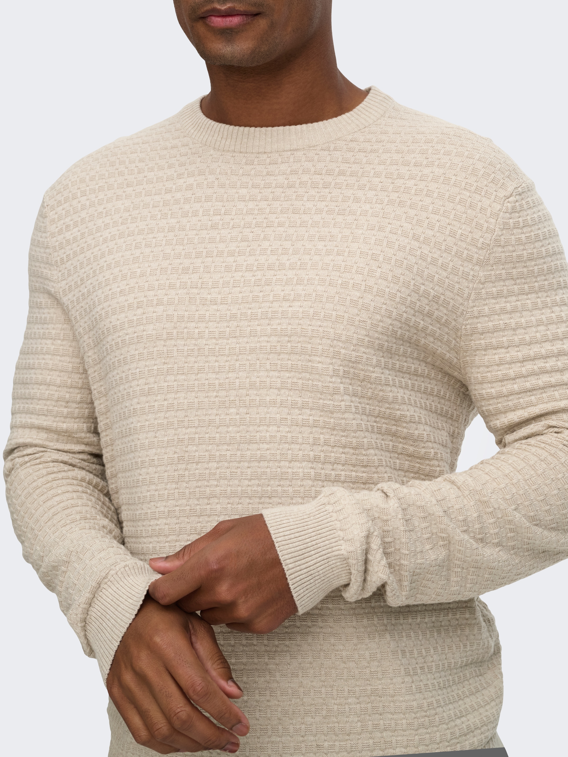 ONLY & SONS Rundhalspullover »ONSLOUI LS STRUCTURE CREW REG NOOS« Baumwollmischung, regular fit
