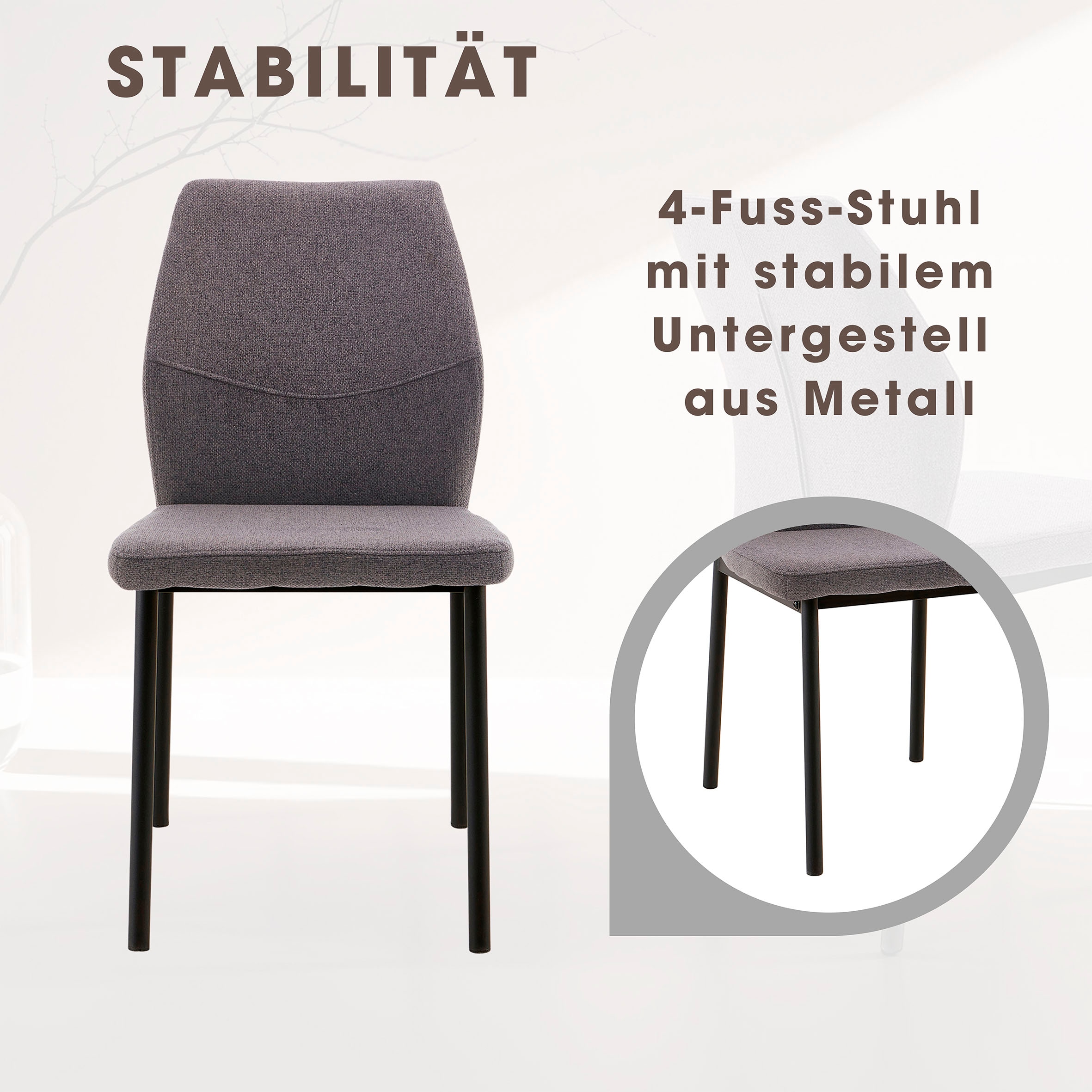 Home affaire Essgruppe »Genf Tischgruppe BESTSELLER,«, (Set, 5 tlg.), Küchentisch, 4 Stühle, moderne Tischplatte in eiche/schwarz