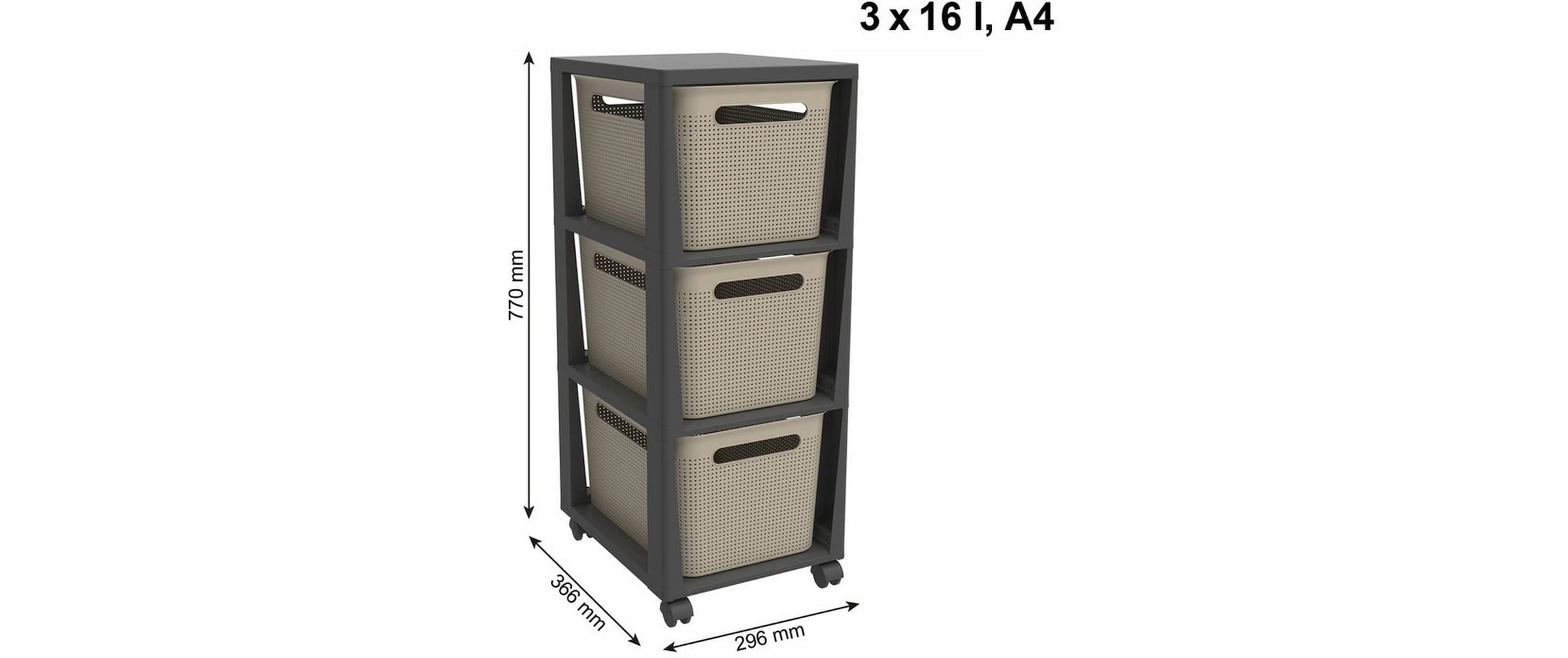 Rotho Babydesign Rollwagen »Schubladenturm PINA Cappuccino«
