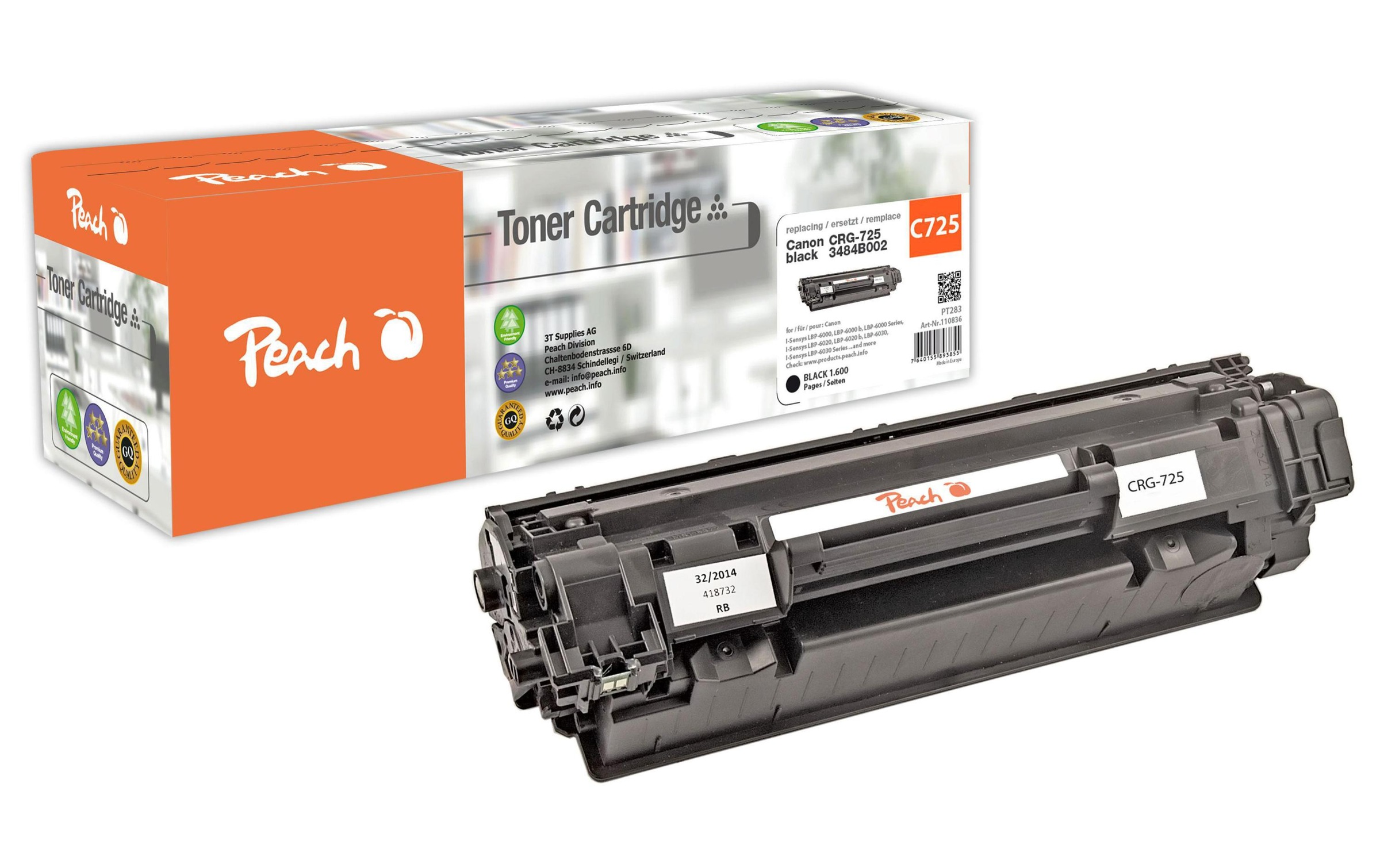Image of Peach Tonerpatrone "Canon CRG-725 Black"