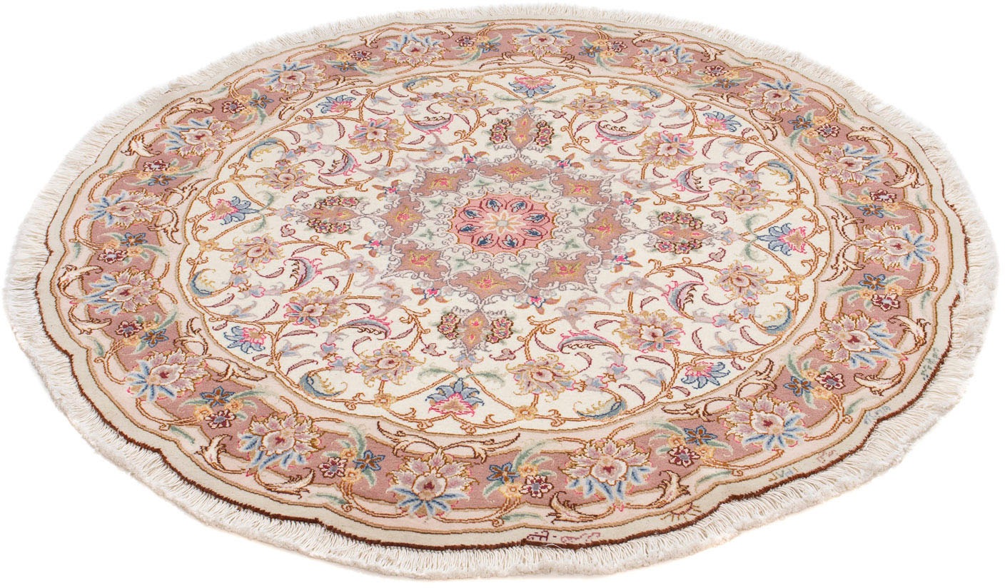 Image of morgenland Orientteppich »Perser - Täbriz - Royal rund - 105 x 105 cm - beige«, rund, 7 mm Höhe, Wohnzimmer, Handgeknüpft, Einzelstück mit Zertifikat bei Ackermann Versand Schweiz