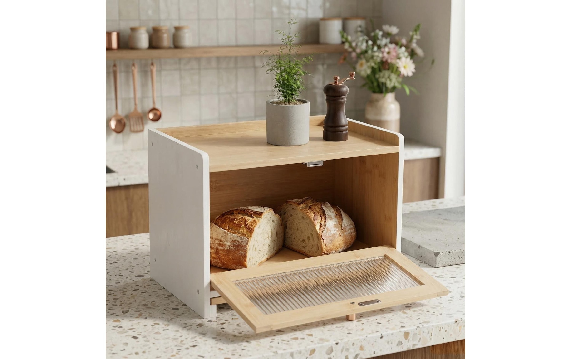 relaxdays Brotkasten »mit Schneidebrett«