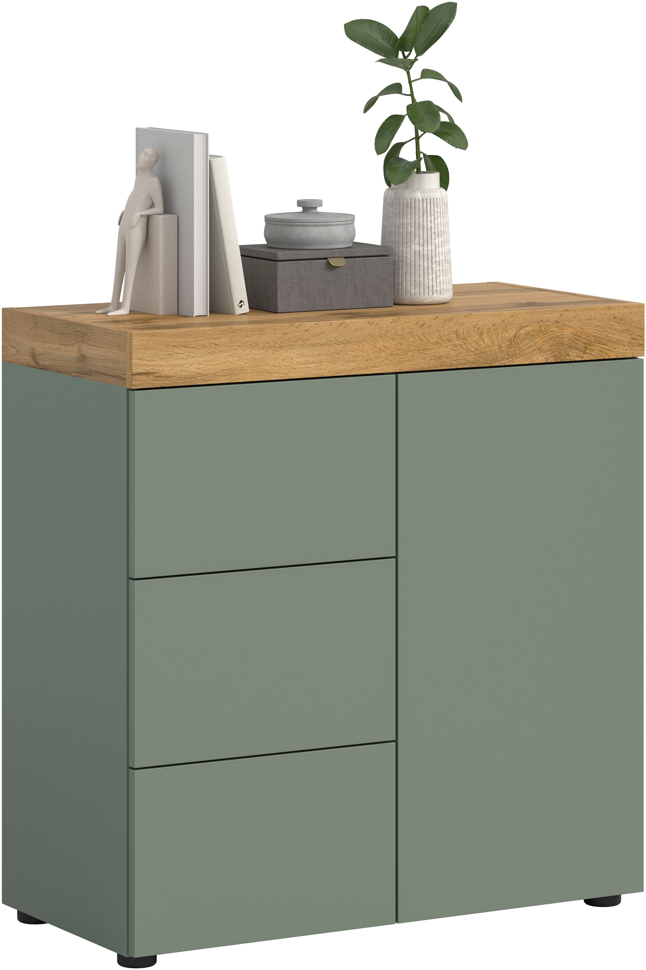 GOODproduct Kommode »MAMBO, Breite 77cm, 1 Tür, 3 Schubkästen, push-2-open« 2 farbige Ausführung, in verschiedenen Farben erhältlich, 1 Stk. tlg. Kommode, Anrichte, Wohnzimmer, Schlafzimmer