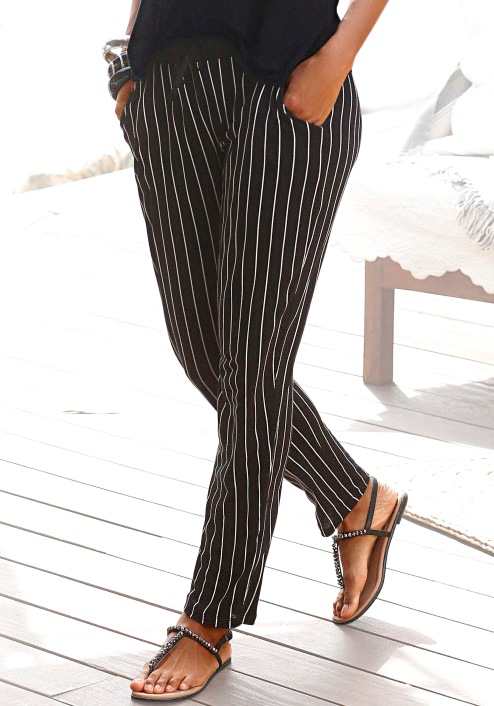 Image of Buffalo Strandhose mit Streifendruck, bequeme Schlupfhose, leichte Sommerhose, Jerseyhose