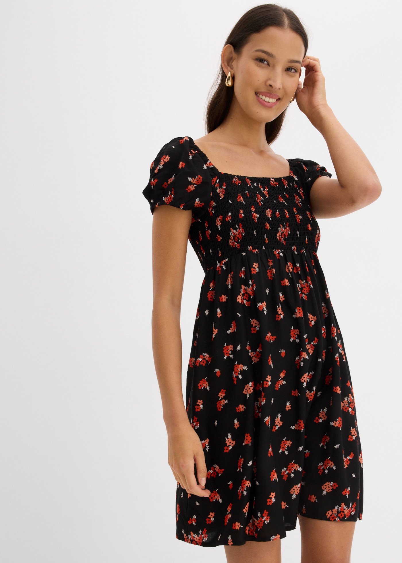 Image of bonprix Minikleid eleganter Stil, figurbetonte Passform, mit Smok-Details, aus Viskose