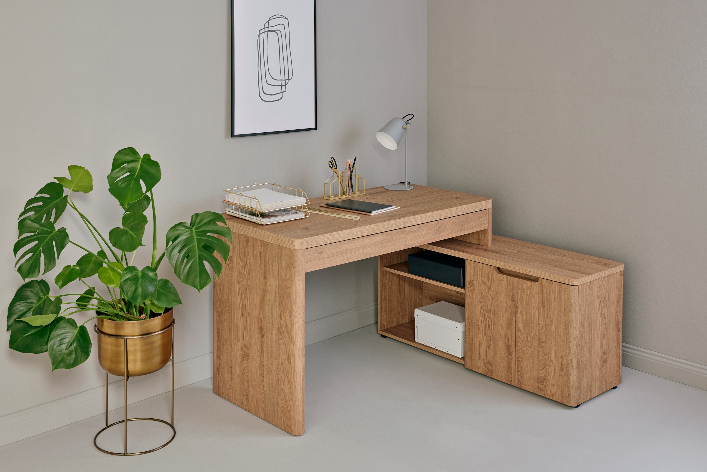 Jahnke Bureau d'angle »LIBRE C 155 E« 1 cuis tlg. montage réversible, largeur env. 140 cm