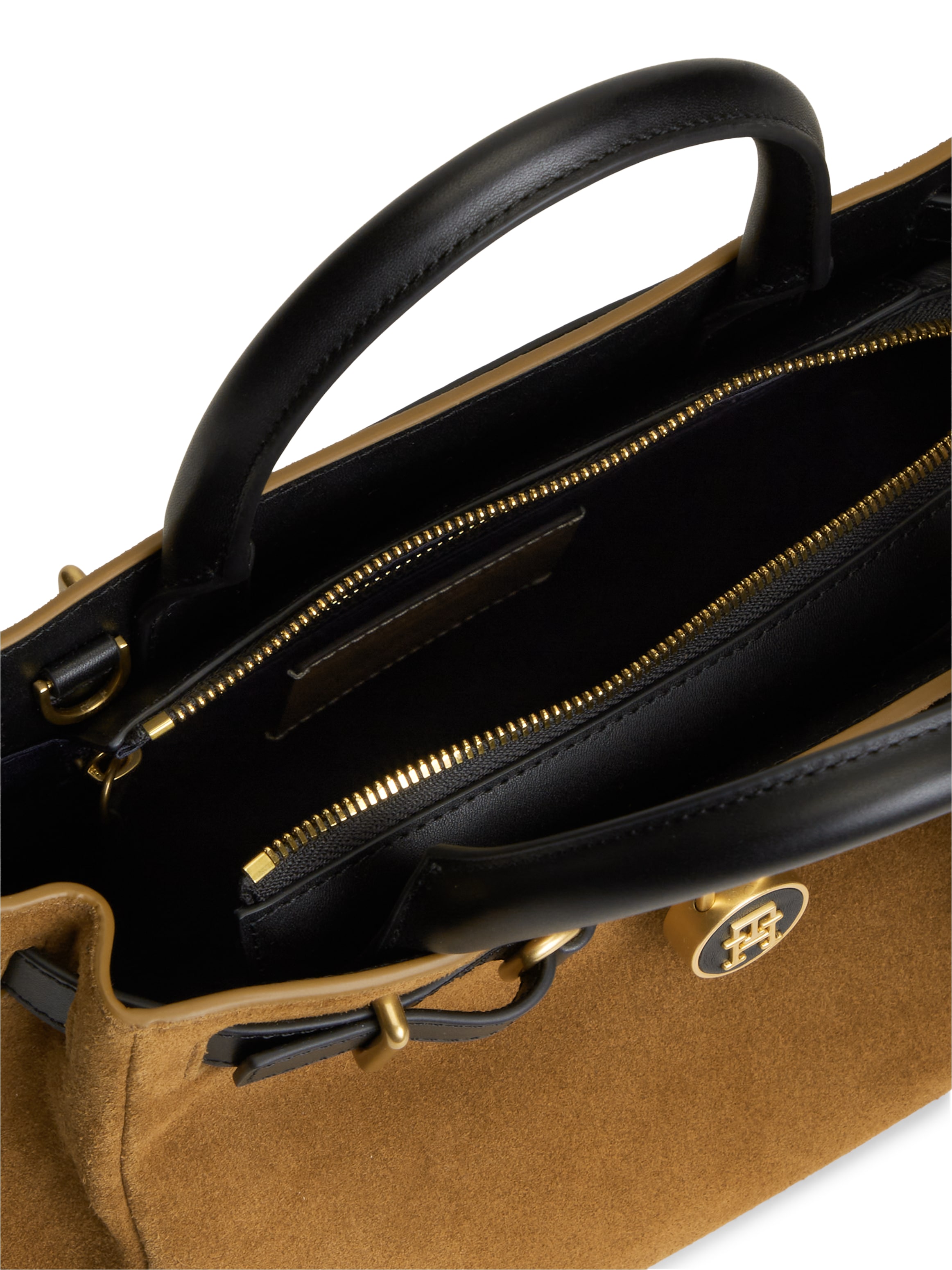 Tommy Hilfiger Sac à main »AMERICAN ICON MINI TOTE SUEDE LE« Sac à épaule pour femme, sac bandoulière avec pendentif TH à serrure