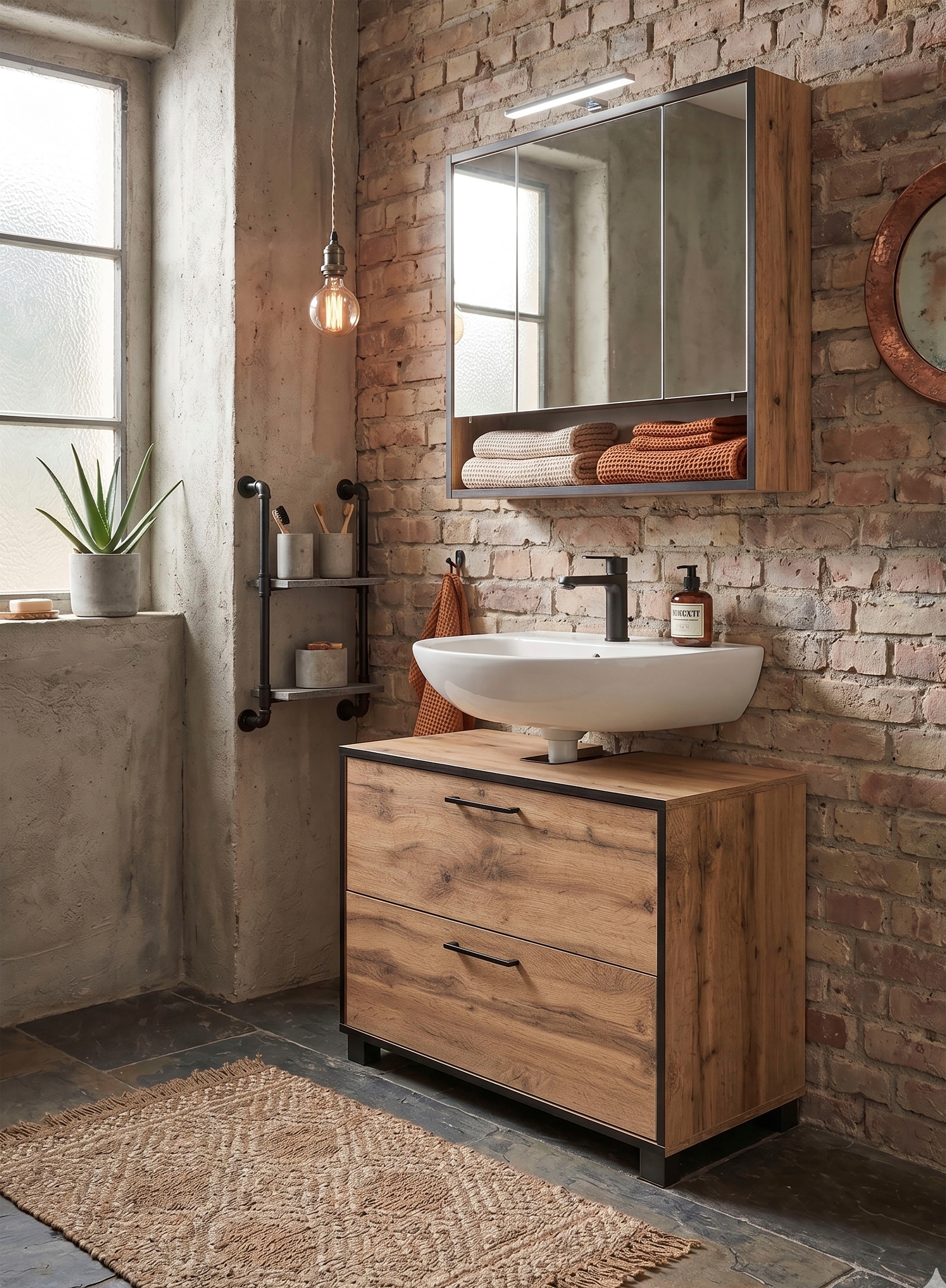 Schildmeyer Armoire sous lavabo »MAX, 1 Klappe & 1 Schublade, Breite 80,2 cm, MADE IN GERMANY« 1 cuis tlg. Fixations de remontée amorties, FABRIQUÉ EN ALLEMAGNE