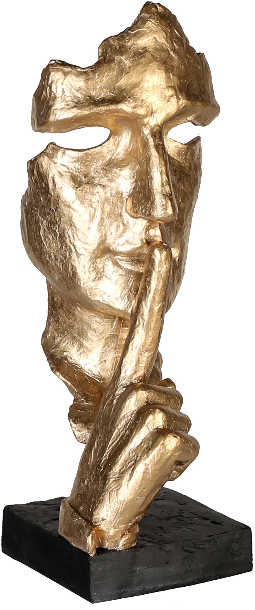 Image of Casablanca by Gilde Dekofigur "Skulptur Silence, gold/schwarz" Dekoobjekt, Höhe 39 cm, mit Spruchanhänger, Wohnzimmer