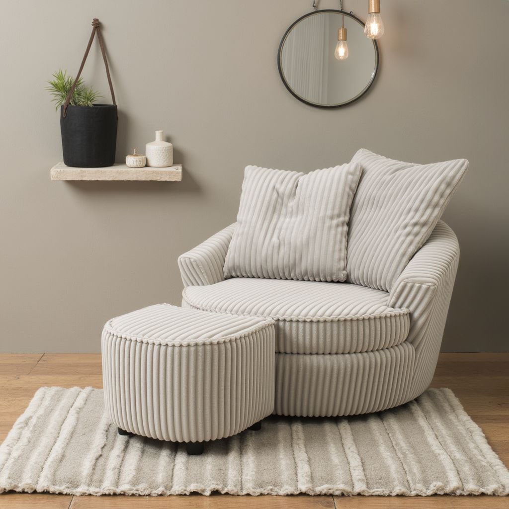 INOSIGN Drehsessel »AMECA, Relaxsessel mit Drehfunktion und Hocker, 122 x 126 x 76 cm,«, (Set, 2 St.), Love-Seat XXL und Lesesessel in Megacord