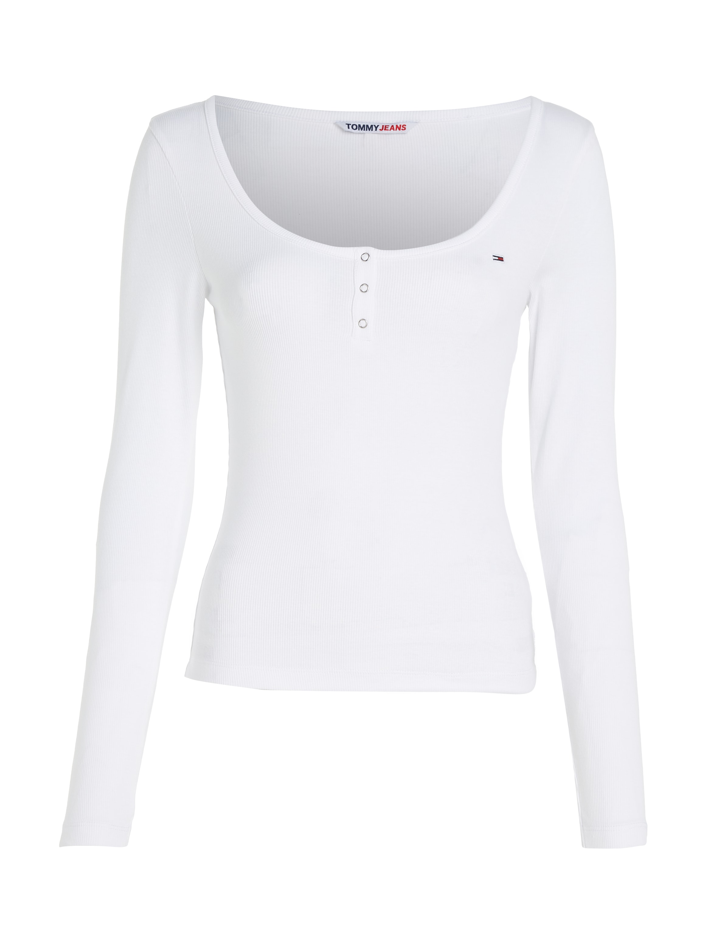♕ Tommy Jeans Langarmshirt »TJW SLIM BUTTON RIB C-NECK LS«, mit  Knopfverschluss versandkostenfrei auf | T-Shirts