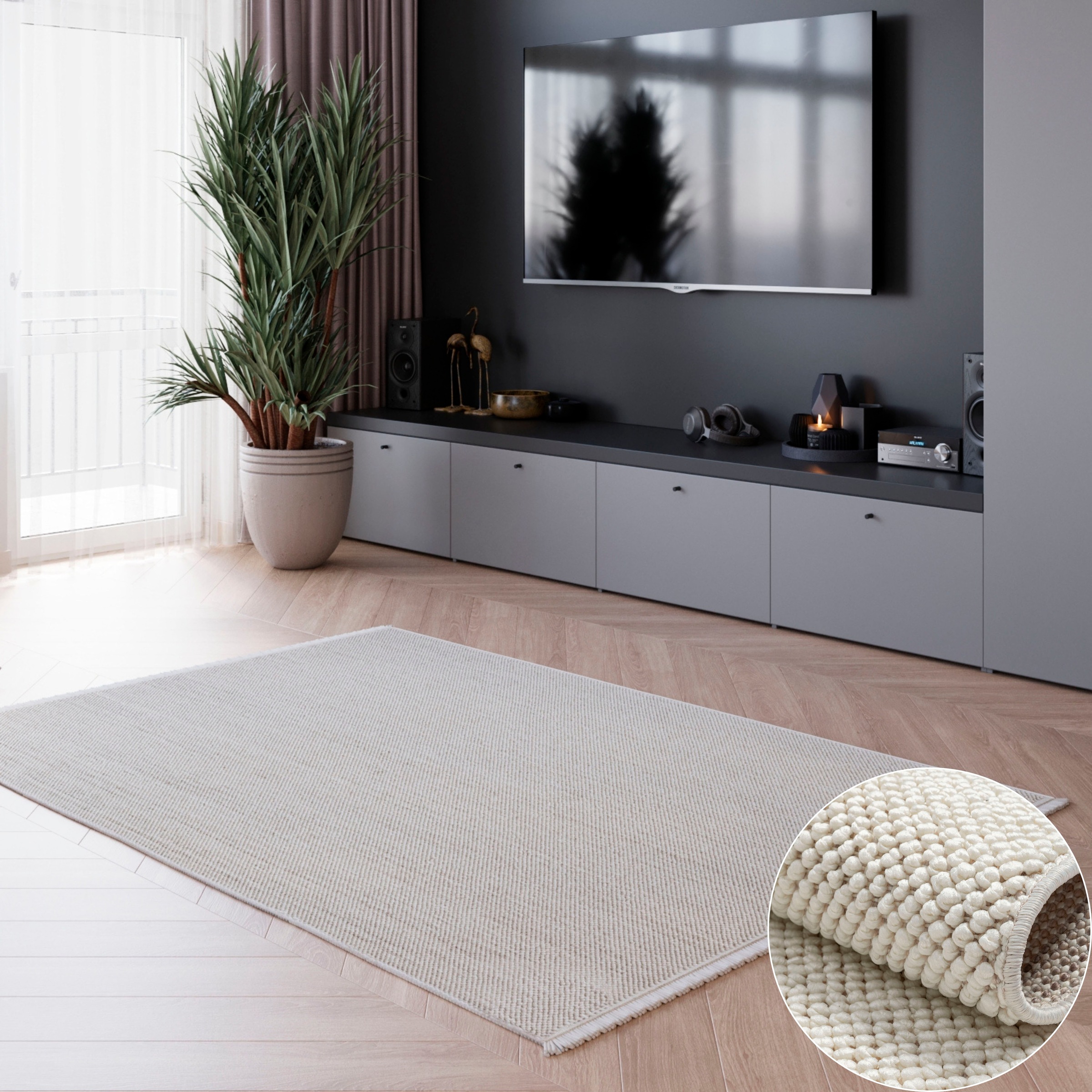 Image of GOODproduct Teppich "Vals" rechteckig 7 mm Höhe Uni Farben, meliert, Sisal-Optik, auch in rund erhältlich, mit Fransen