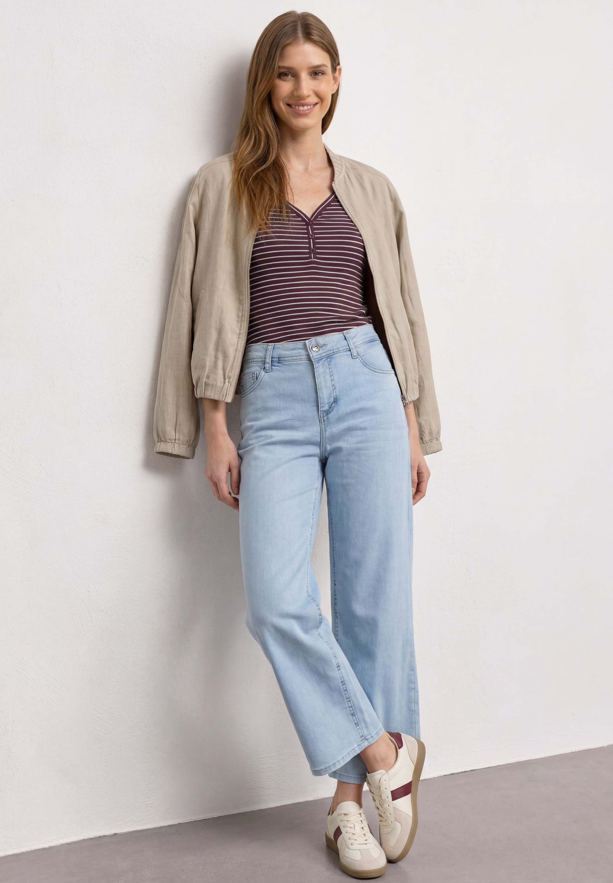 STREET ONE Haut de chemise Sommertop mit V-Neck und Streifen