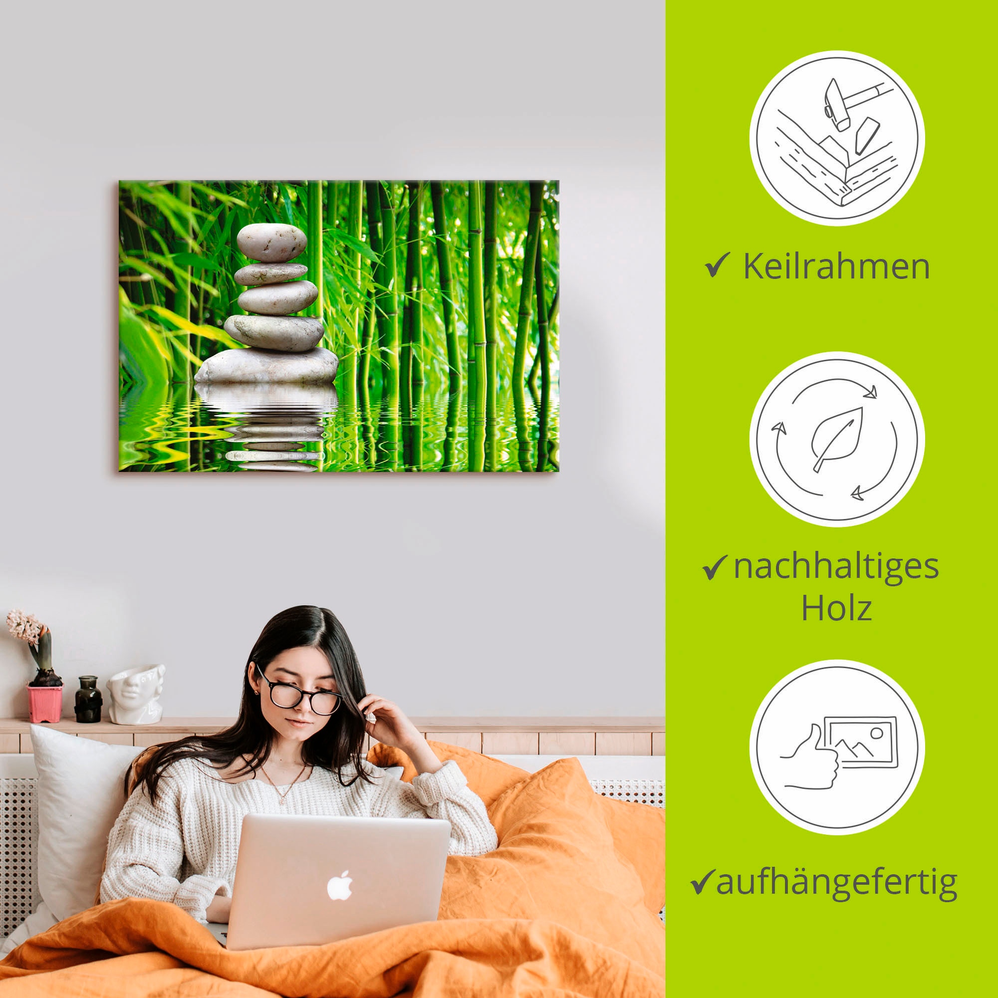 Artland Tableau sur toile »Balance« Zen 1 cuis tlg. auf Holzrahmen gespannt