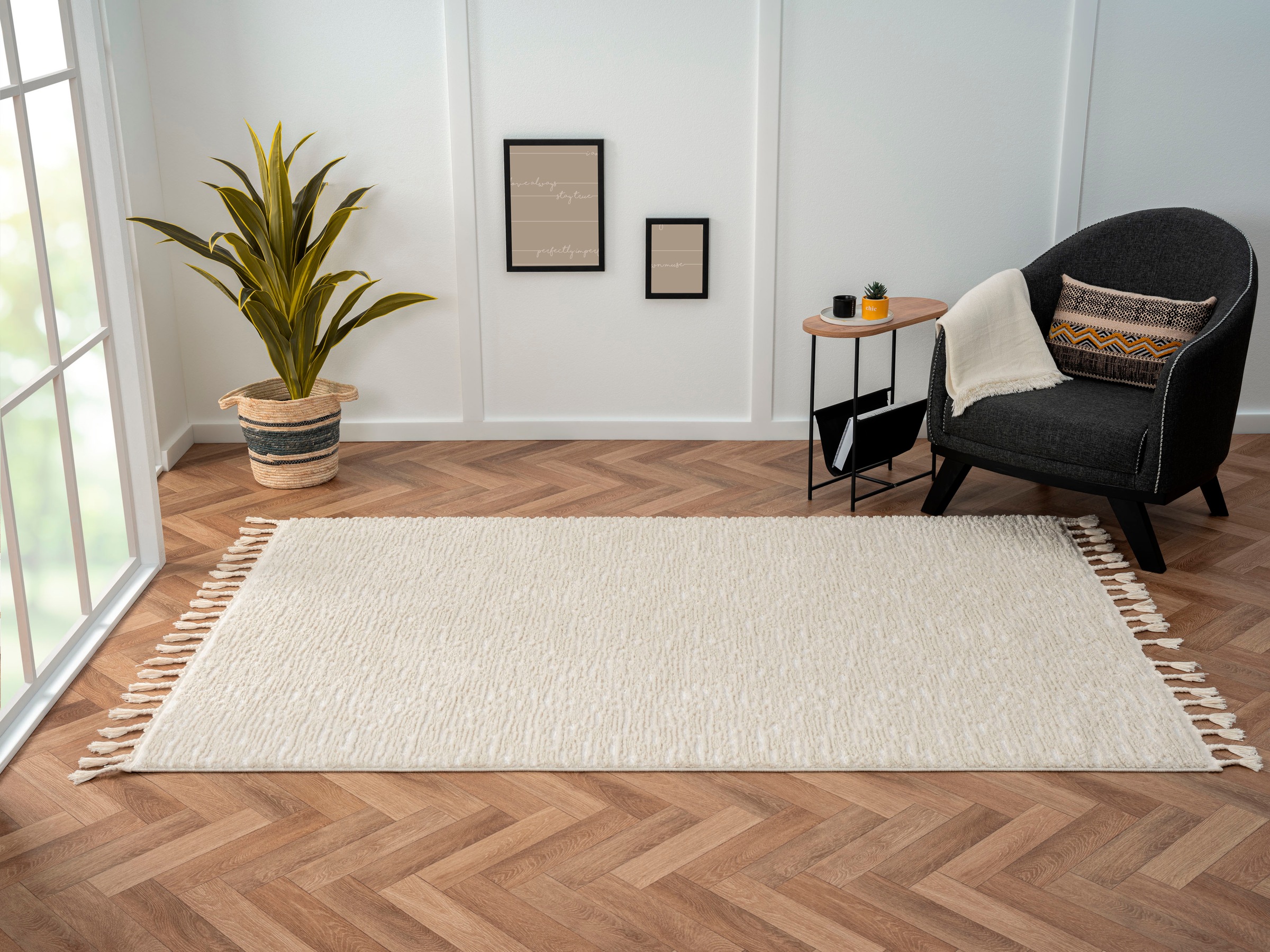 Myflair Möbel & Accessoires Hochflor-Teppich »Moroccan Pureness«, rechteckig, 24 mm Höhe, moderner Teppich, Uni Farben, flauschig weich durch Hochflor