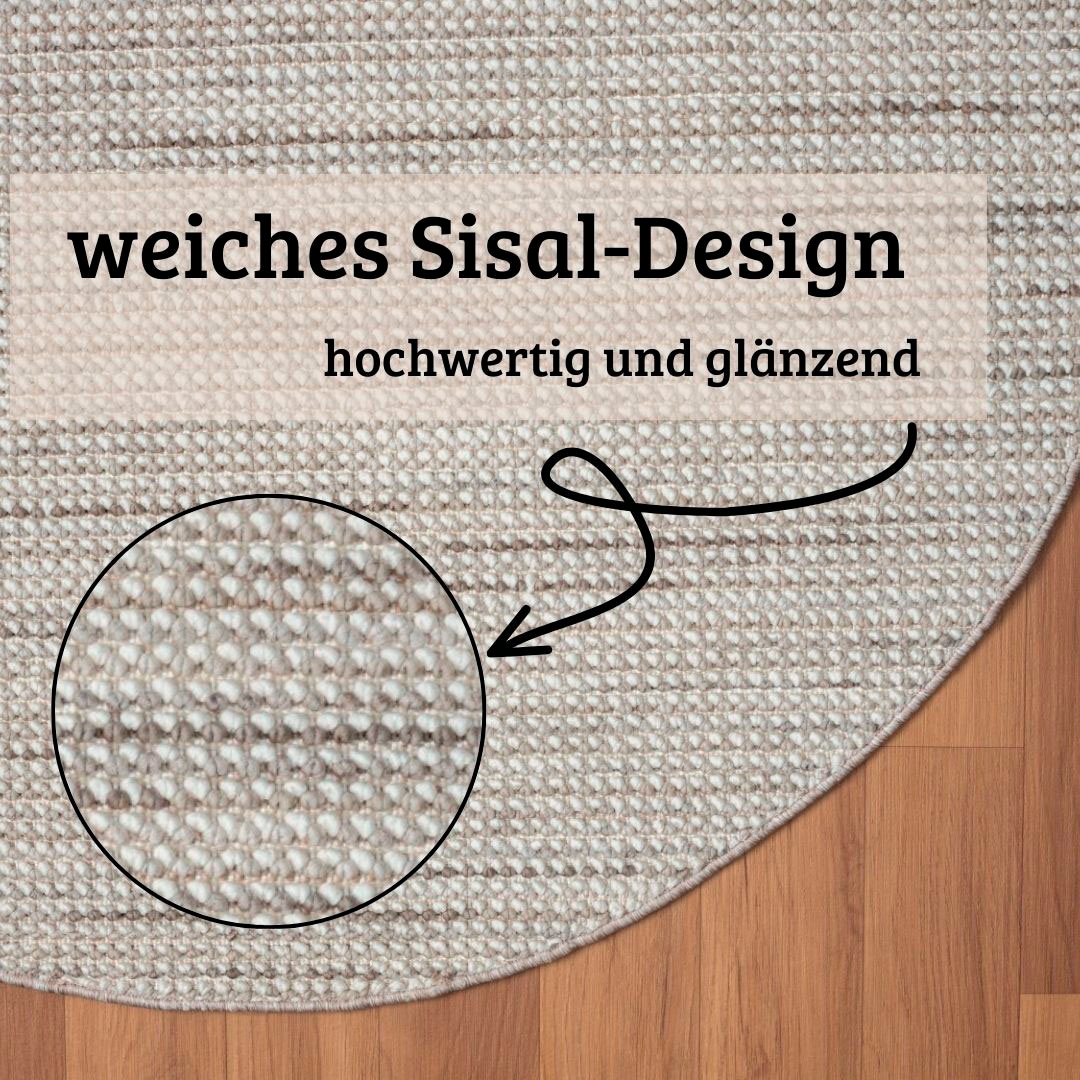 my home Teppich »Vals«, rund, 7 mm Höhe, Uni Farben, meliert, Sisal-Optik, auch in rechteckig erhältlich
