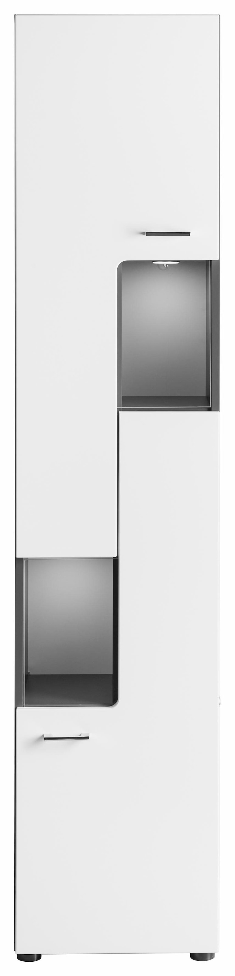 welltime Hochschrank »Tias«, Badezimmerschrank mit 2 offenen Fächern - Badschrank in Weiss Hochglanz