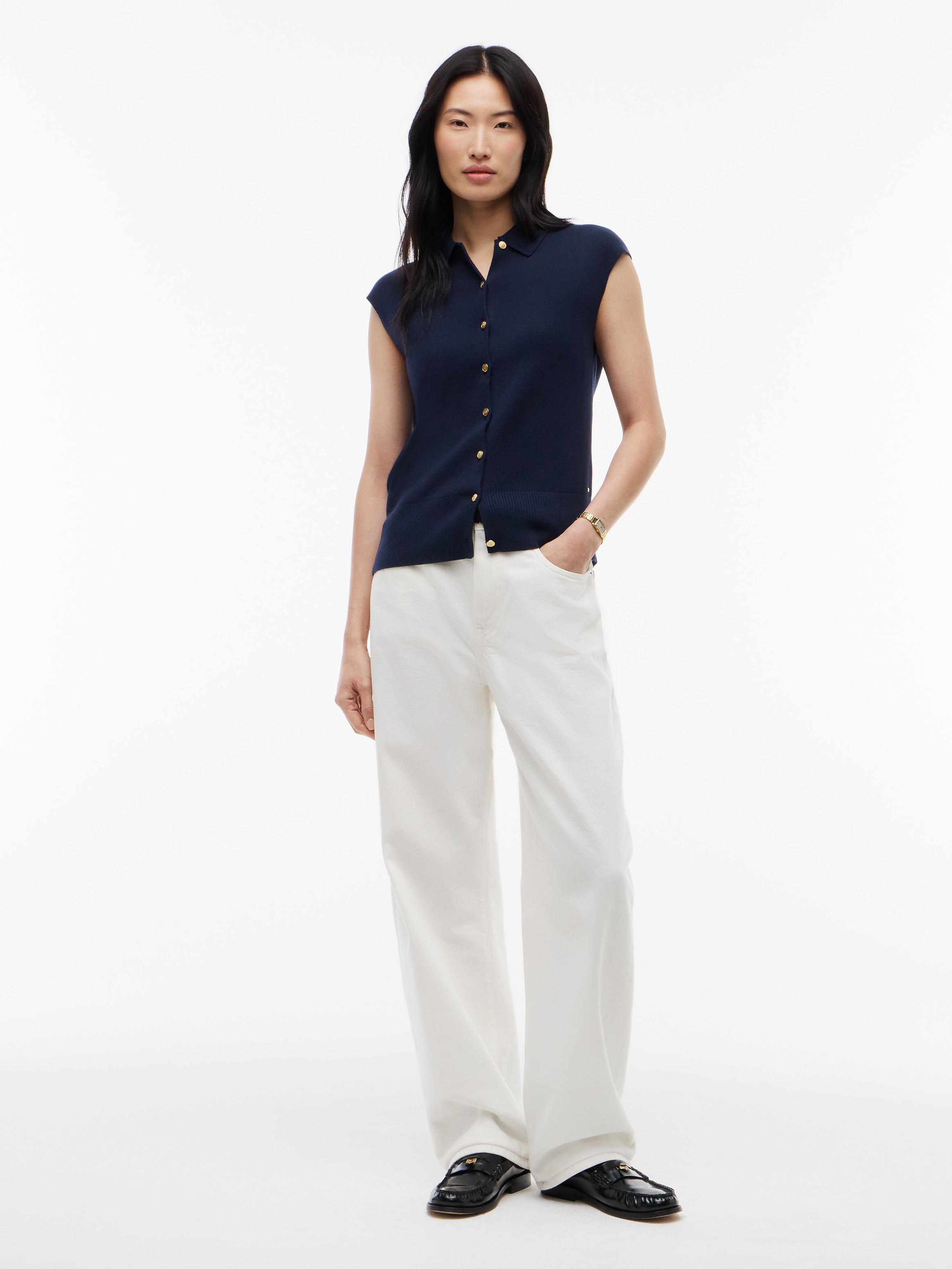Tommy Hilfiger Gilet tricoté »COTTON FULL NEEDLE POLO VEST« mélange de coton