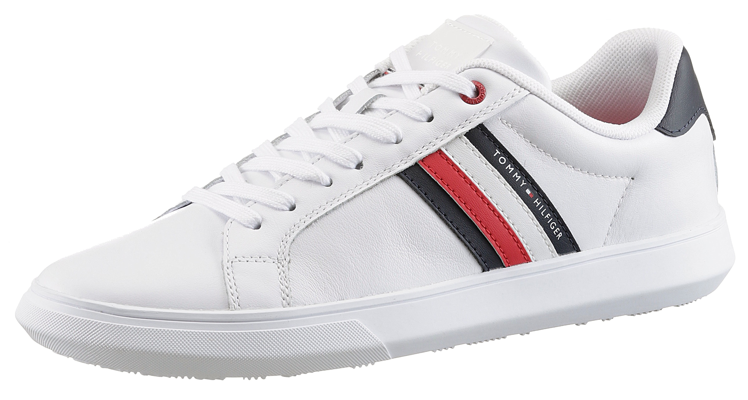 Image of Tommy Hilfiger Sneaker "ESSENTIAL LEATHER CUPSOLE", Freizeitschuh, Halbschuh, Schnürschuh mit typischen Streifen