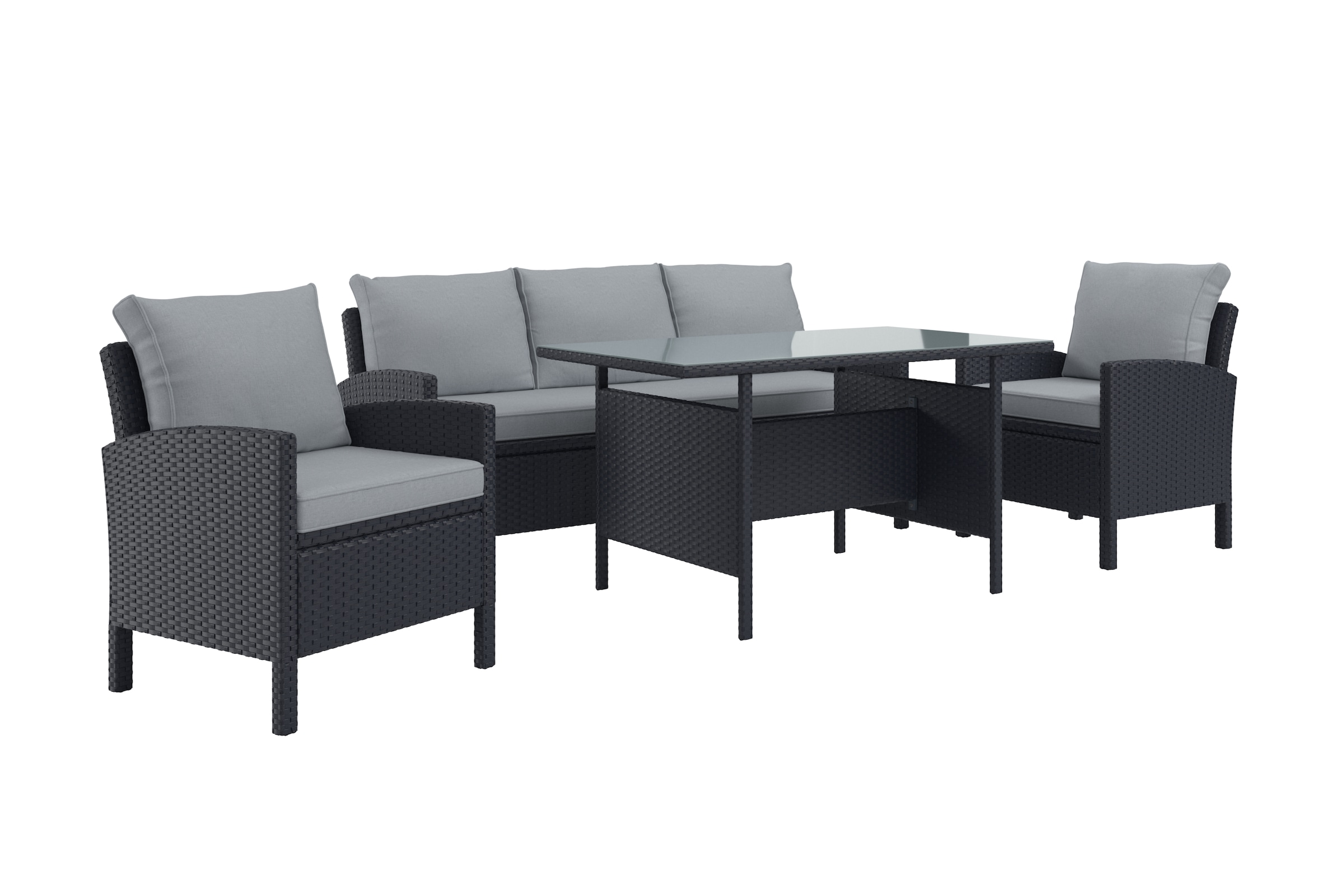 KONIFERA Gartenlounge-Set »»Brooklyn«« Set, 1x 3er Sofabank, 2 Sessel, Tisch 66x120x74 cm, inkl. Auflagen, 12 Stk. tlg. Stahl/Polyrattan
