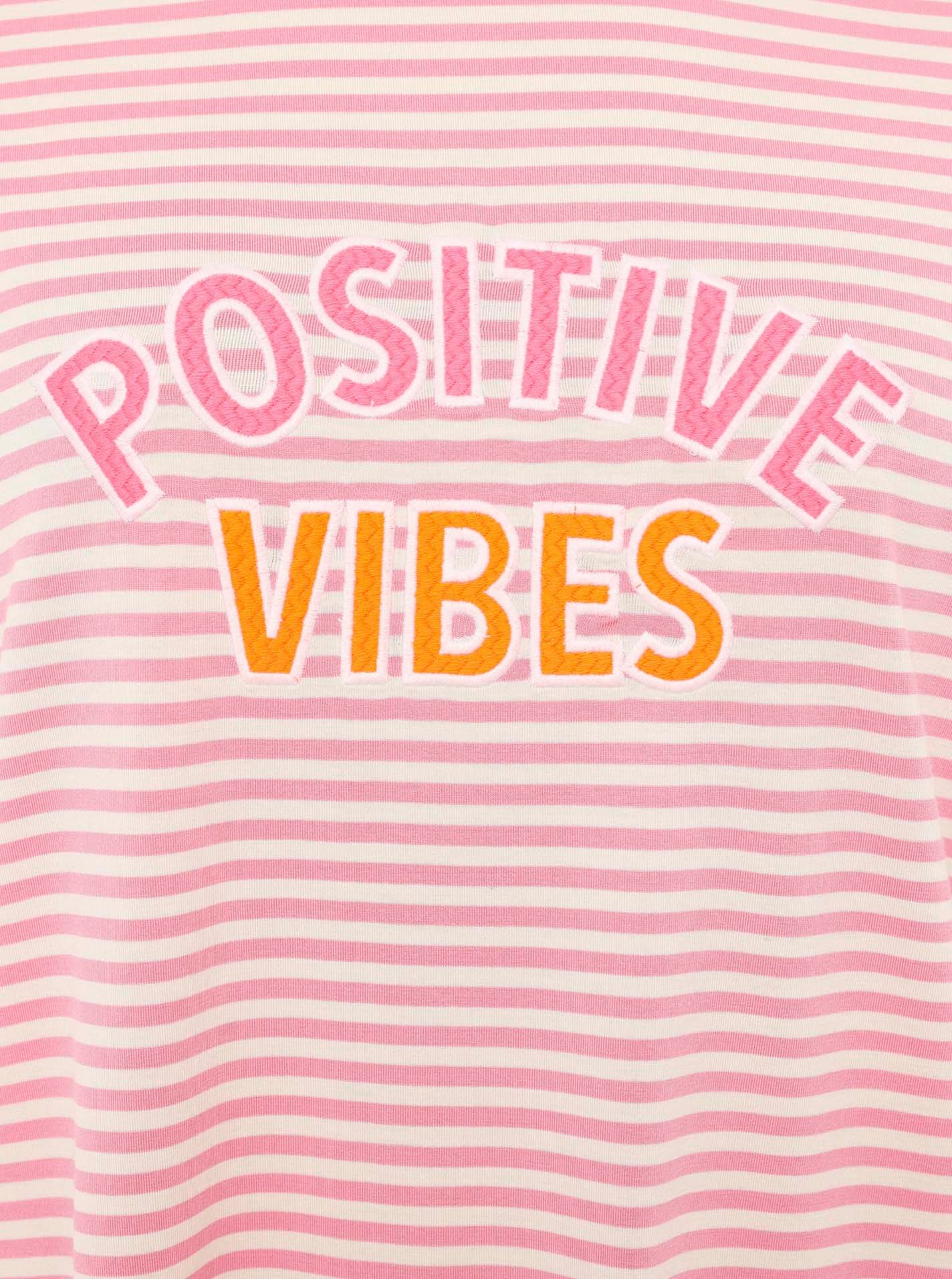 Zwillingsherz T-Shirt »"Positive Vibes"« gestickter Statement Schriftzug, Rundhals
