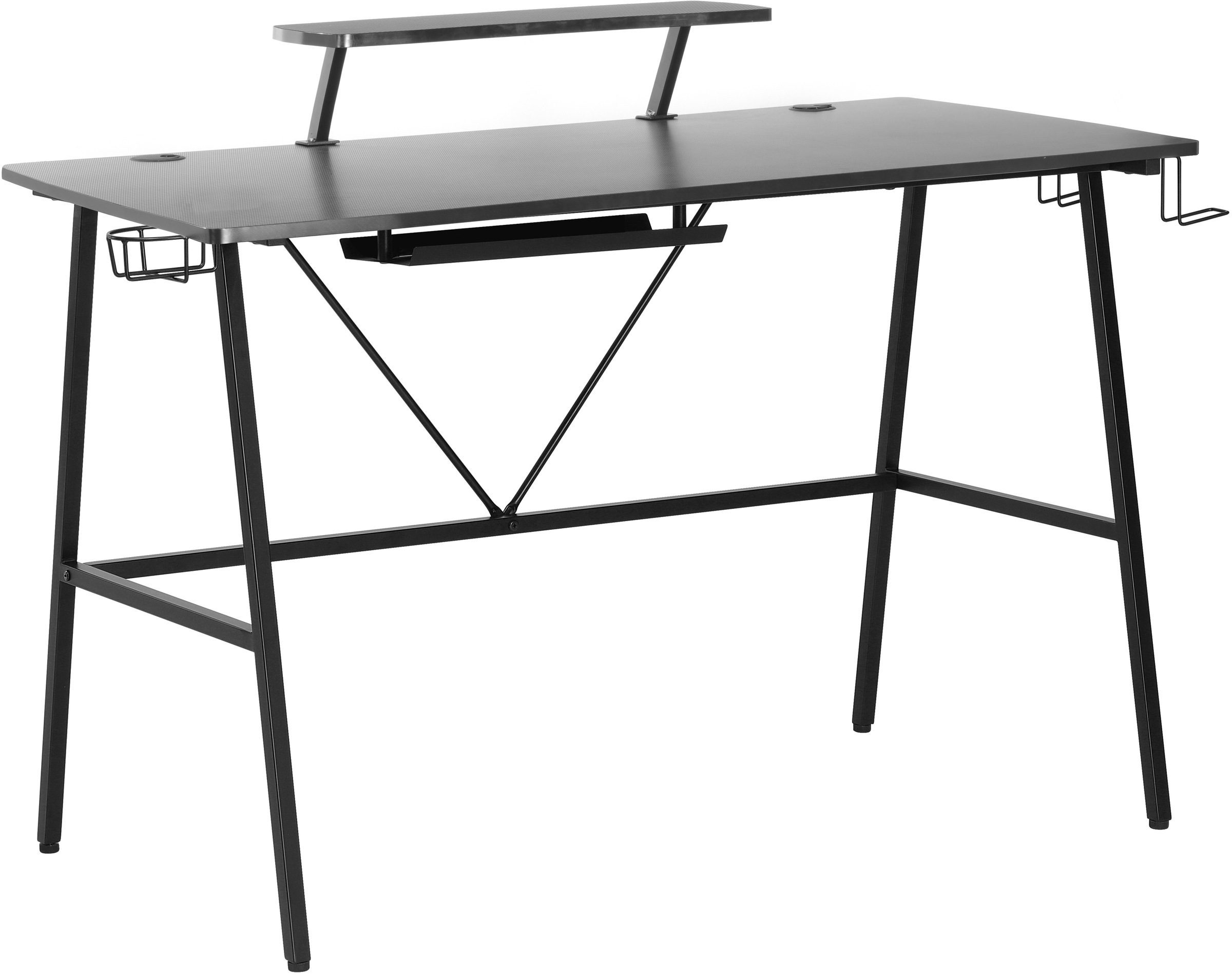 INOSIGN Gamingtisch »STREAKY, Schreibtisch, Computertisch, Kabeldurchlass, 2 Kopfhörerhaken«,Getränkehalter, Monitoraufsatz, Kabelführung, Breite 120 cm