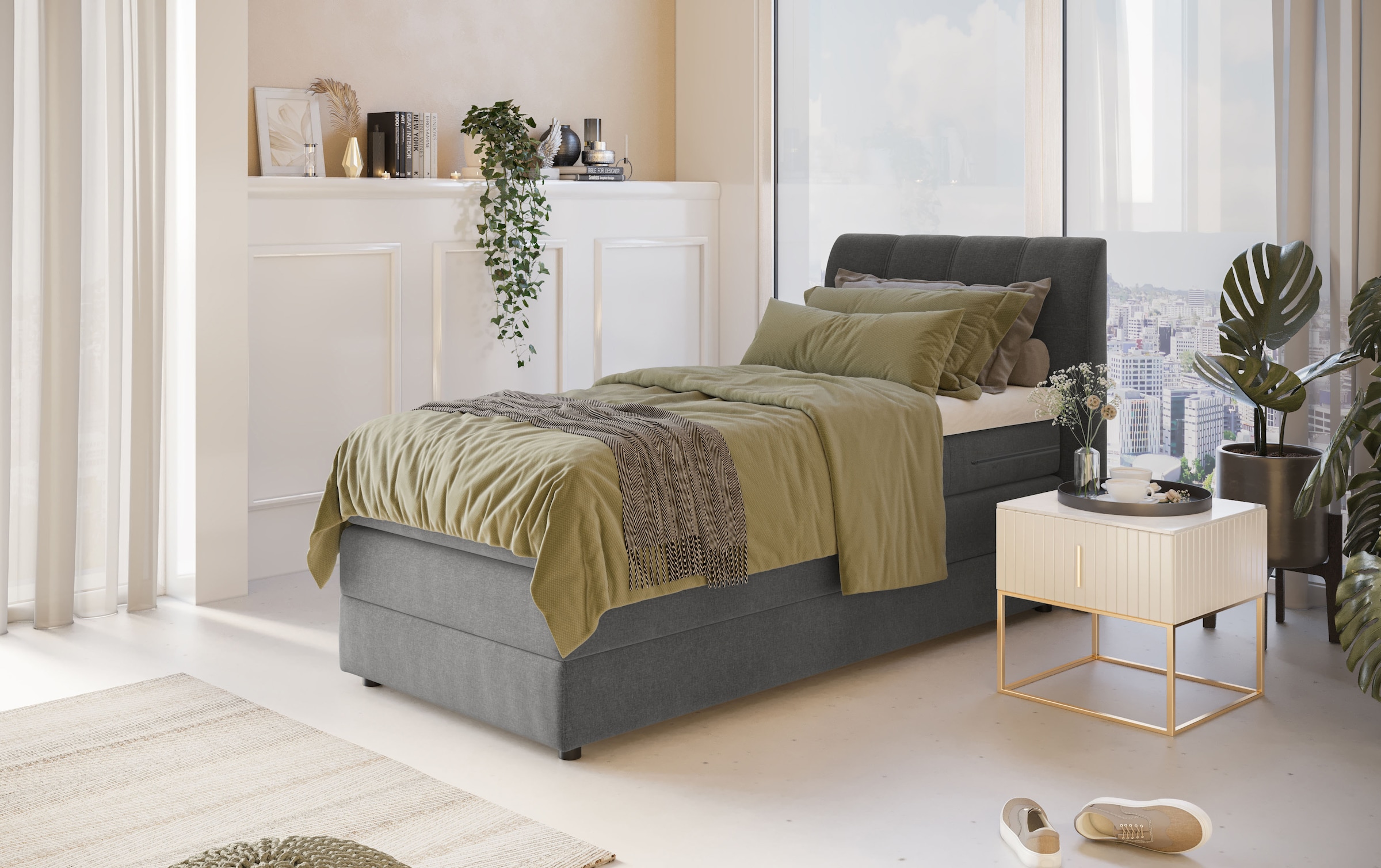 Home affaire Boxspringbett »Finja« besonders komfortable Liegehöhe, mit praktischem Bettkasten