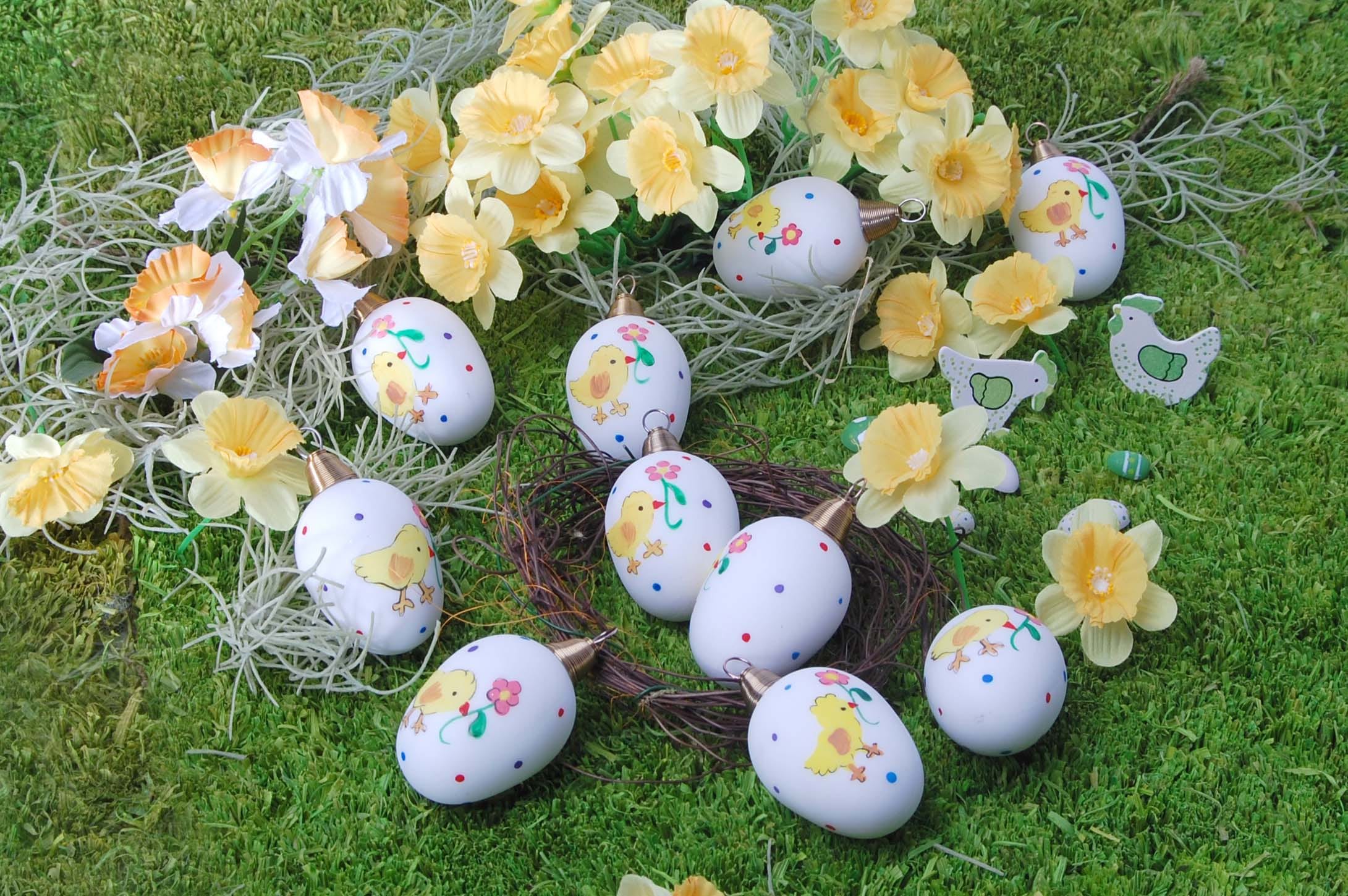 Krebs Glas Lauscha Osterei »Küken mit Blume, Osterdekoration, Frühling« Mundgeblasenes und handbemaltes Glas, Made in Germany