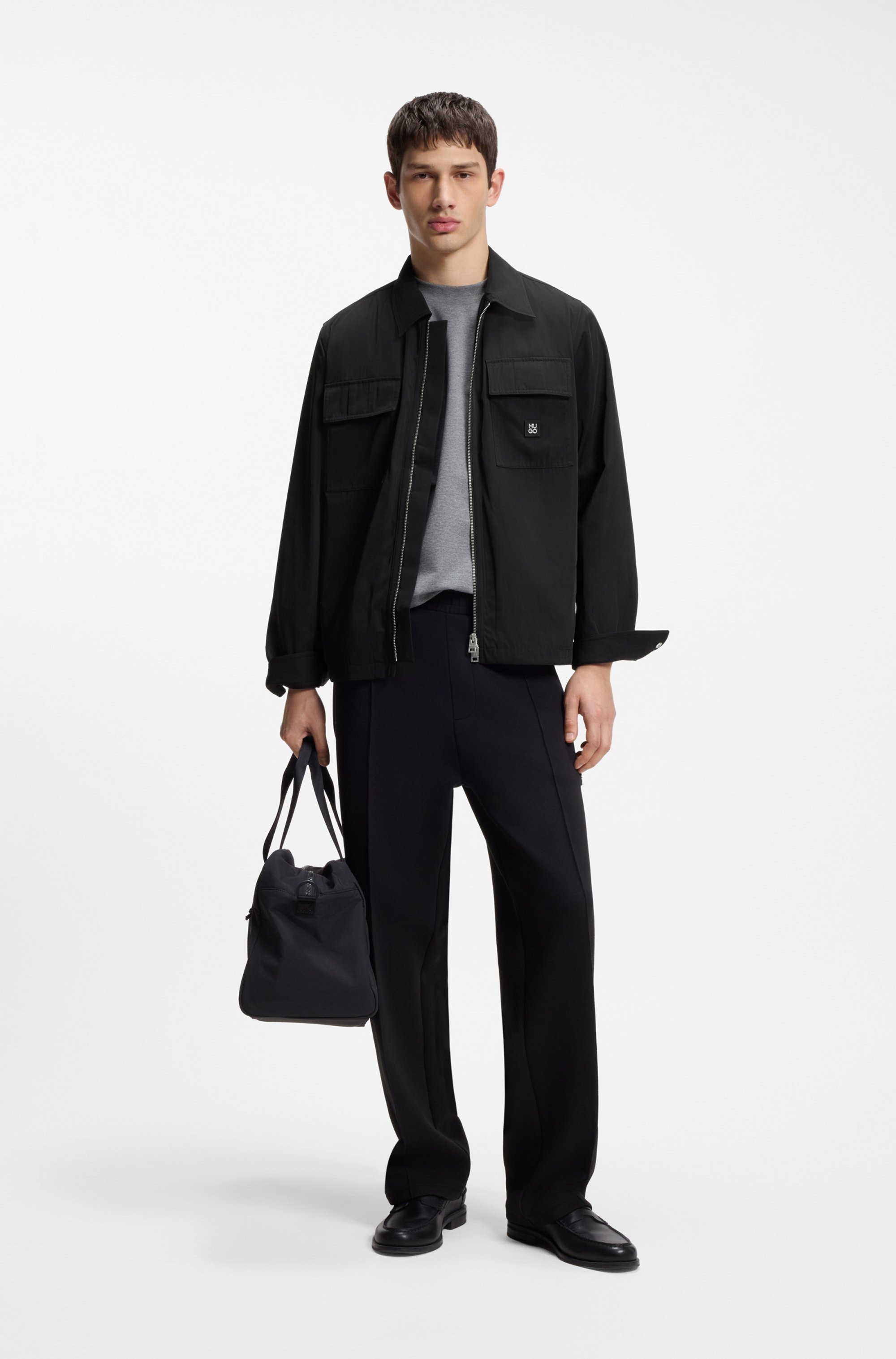 HUGO Chemise d'extérieur »Elack« coupe oversize, plus court, déperlant, fermeture éclair bidirectionnelle