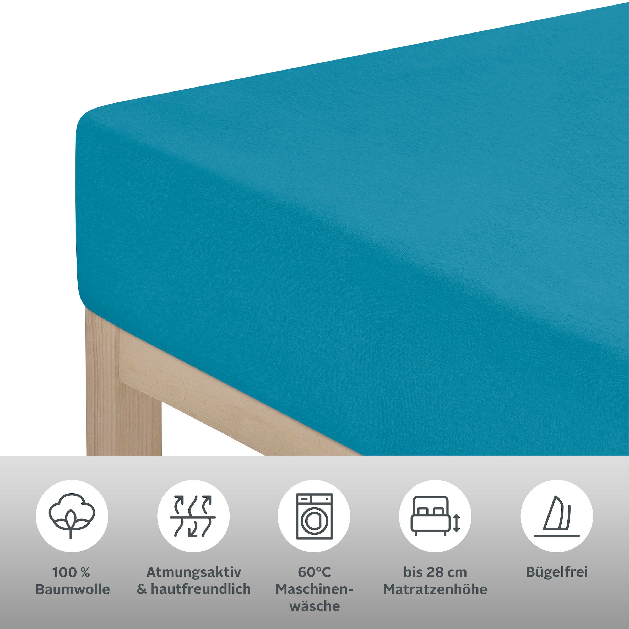 my home Draps de lit »BLACKBERRY« Baumwolle, Matratzen bis 28 cm Höhe, Bettlaken, Spannbetttuch, Laken