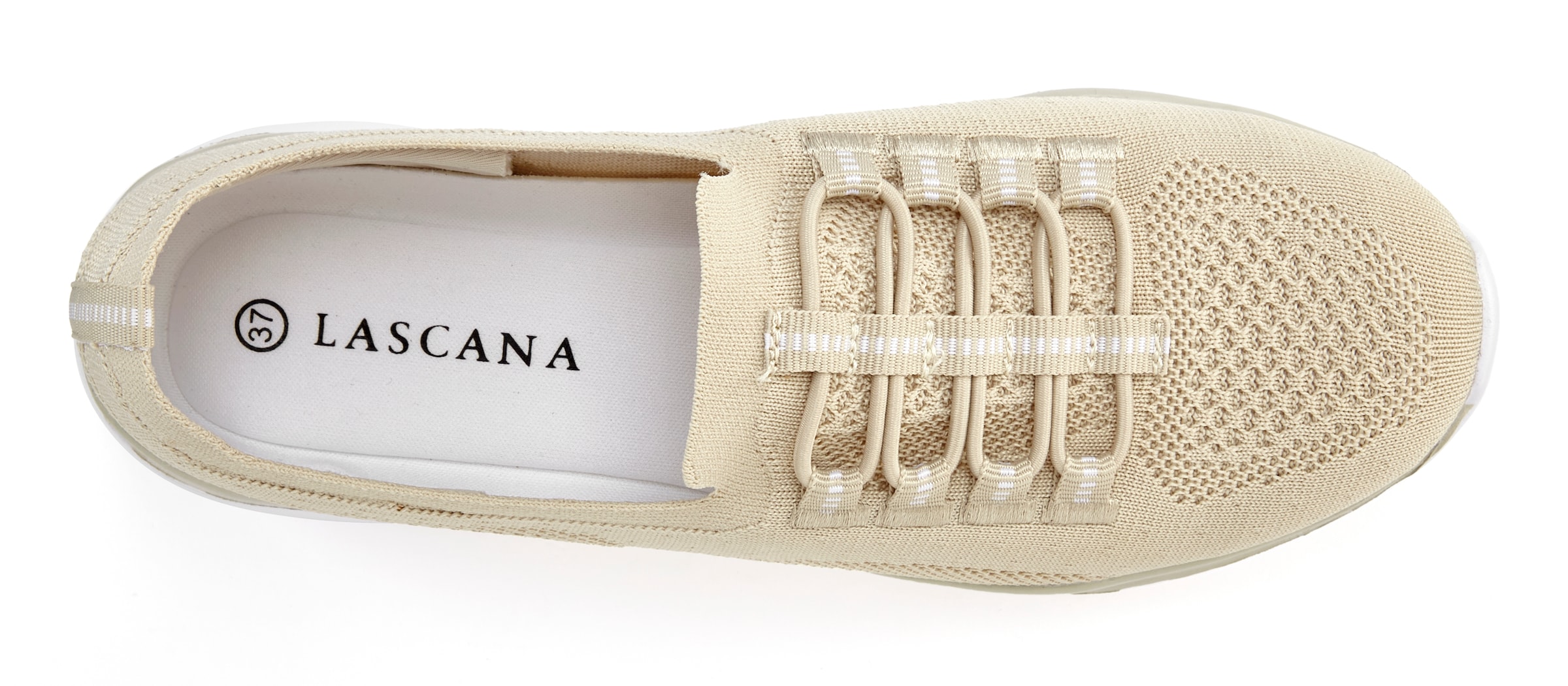 LASCANA Sneaker »Slipper, Halbschuh, leichtes Meshmaterial«  zum Reinschlüpfen mit elastischen Schnürbändern VEGAN