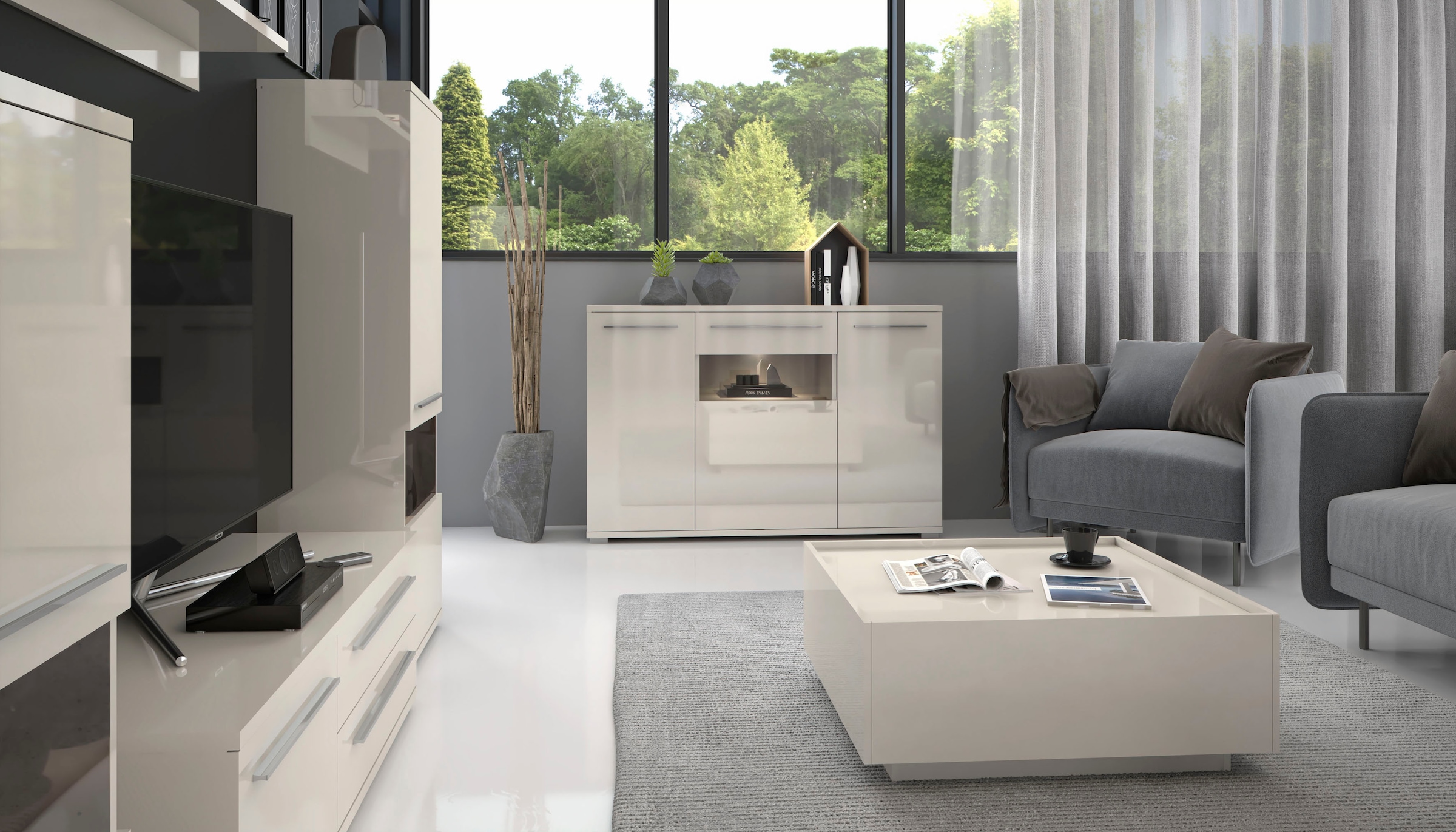 Places of Style Kommode »Piano«, Hochglanz UV lackiert, Soft-Close Funktion