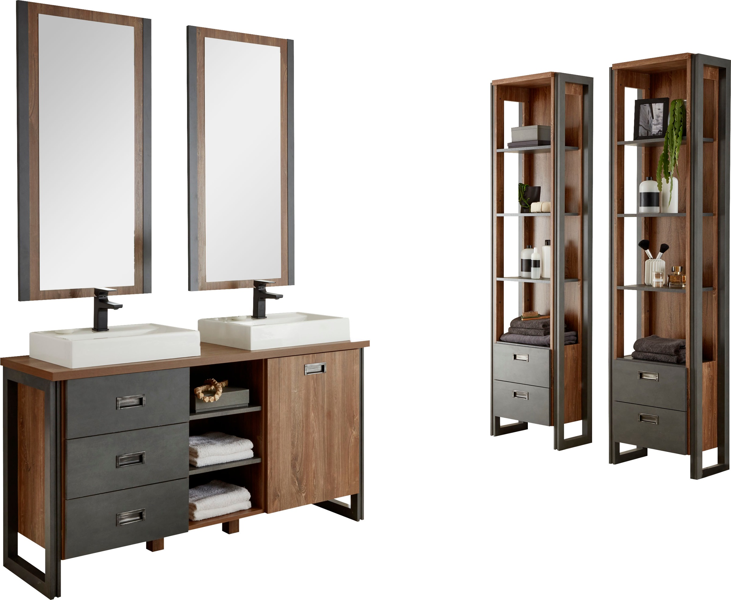 Image of Home affaire Badmöbel-Set »Detroit«, (Set, 5 St.), inklusive 2 Aufsatzwaschbecken aus Mineralguss bei Ackermann Versand Schweiz