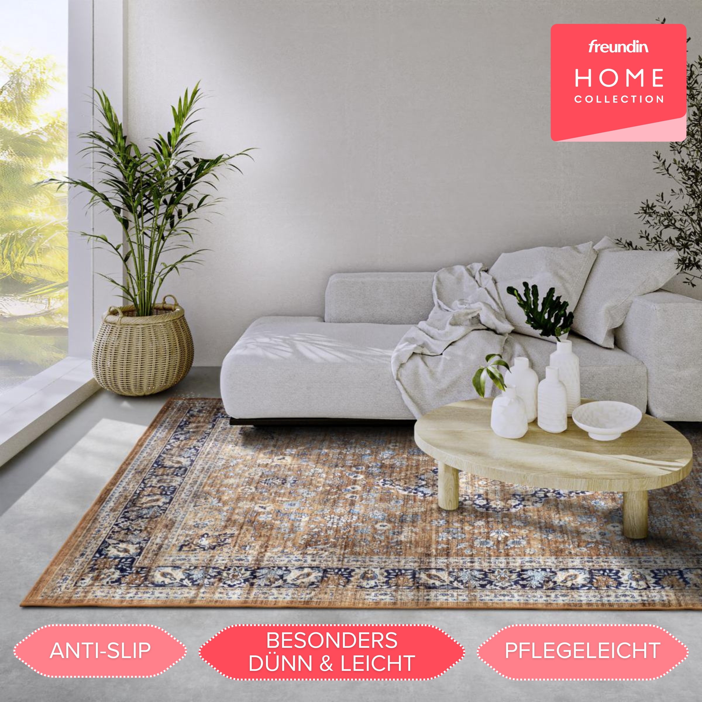 HANSE Home Teppich »Aurora«, rechteckig, 5 mm Höhe, Kurzflor, Anti Rutsch, Orient, Vintage, Klassisch, Wohnzimmer, Flur