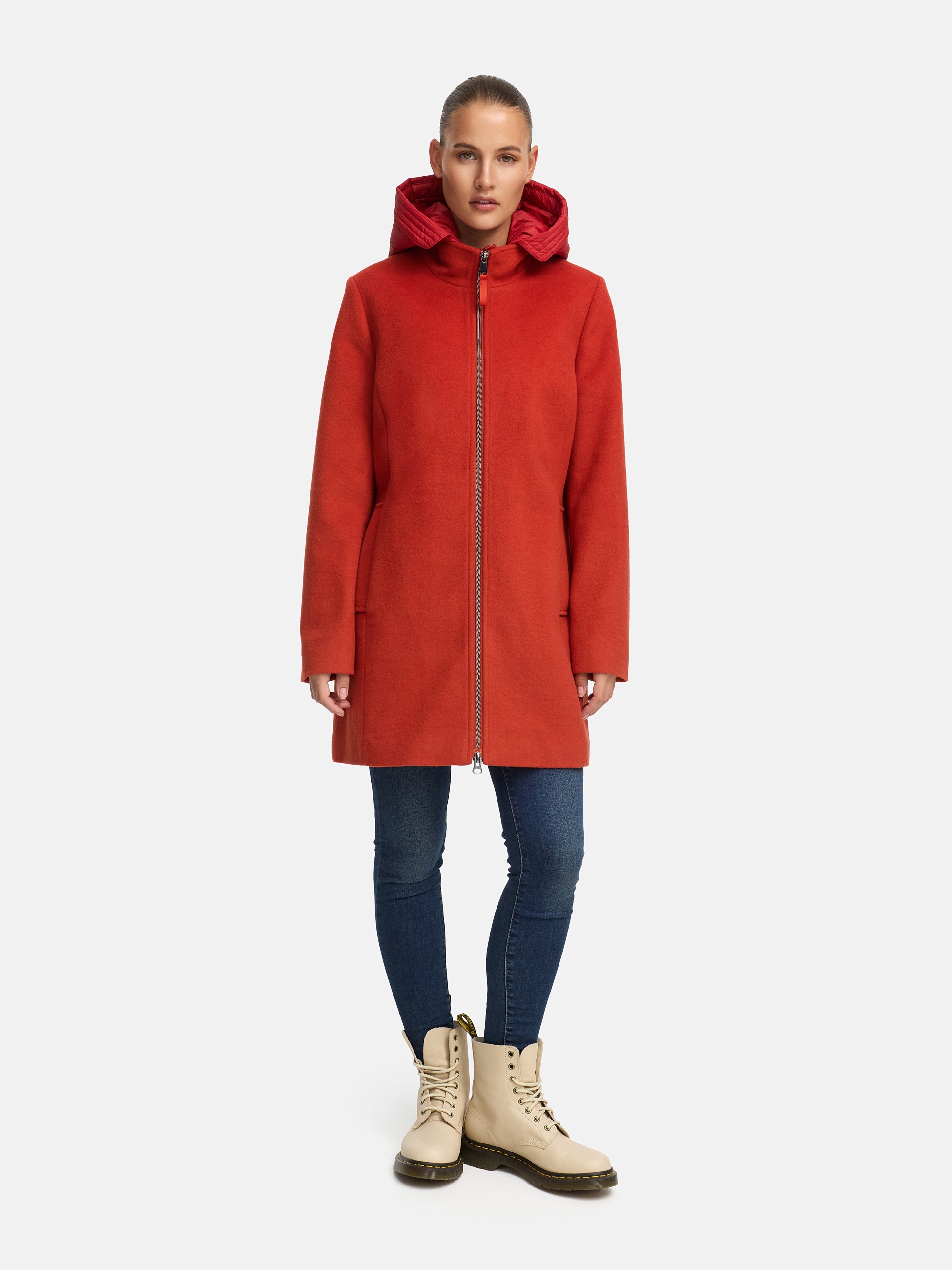 MANISA Wolljacke mit Kapuze mit herausnehmbarer Kapuze