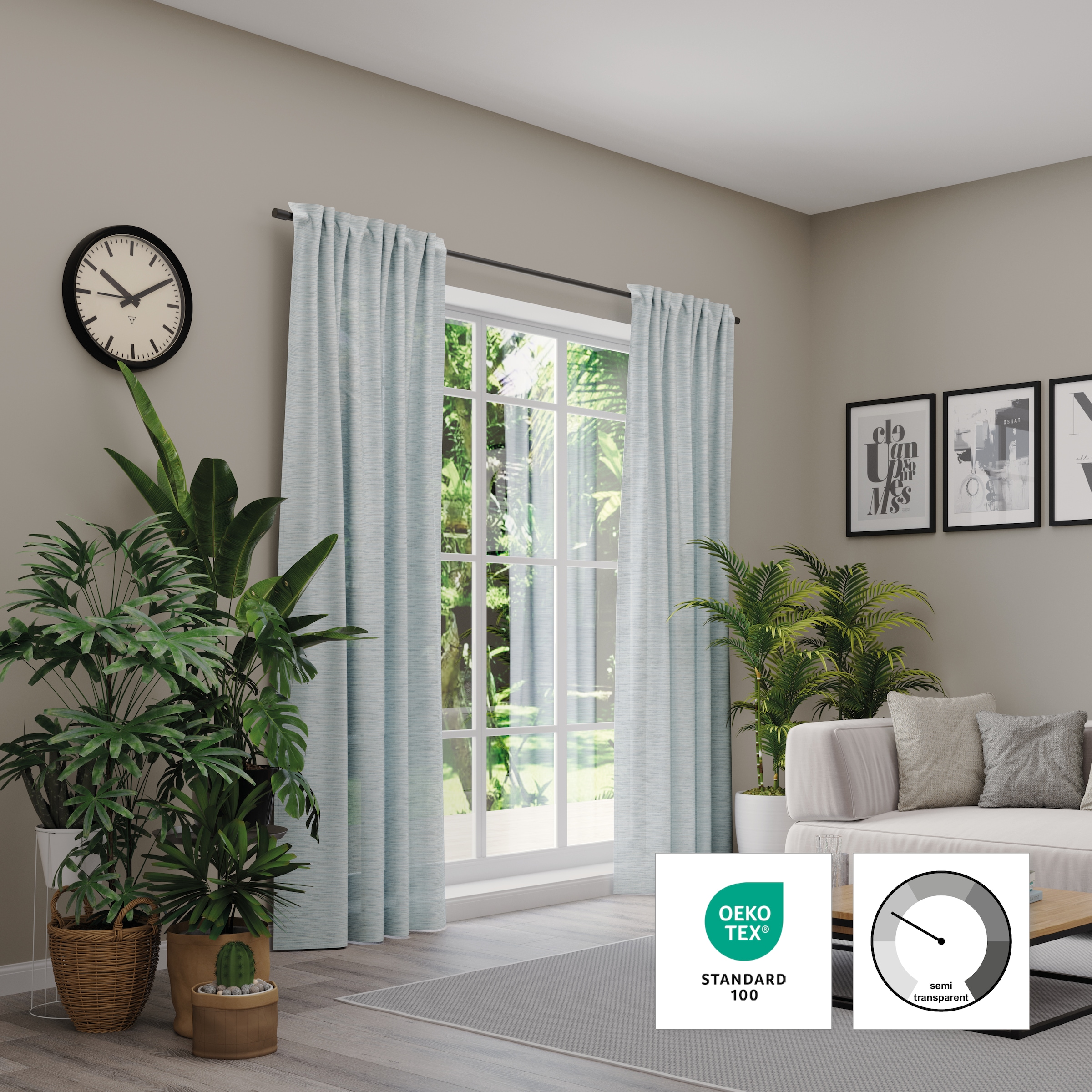 Image of Neutex for you Vorhang "Biella" verdeckte Schlaufen 1 Stk. tlg. HxB: 245x142, Schal mit verdeckten Schlaufen