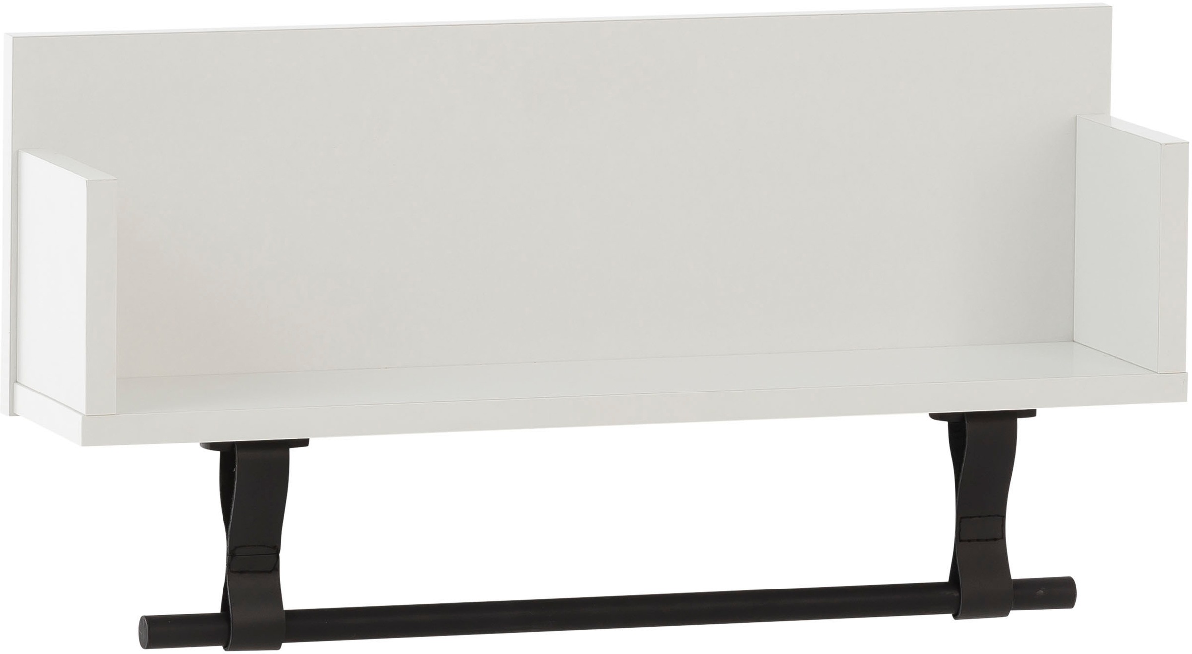 Image of welltime Wandregal "Ella, Breite 59 cm" Mit Kleiderstange aus Kunststoff und Schlaufen aus Leder