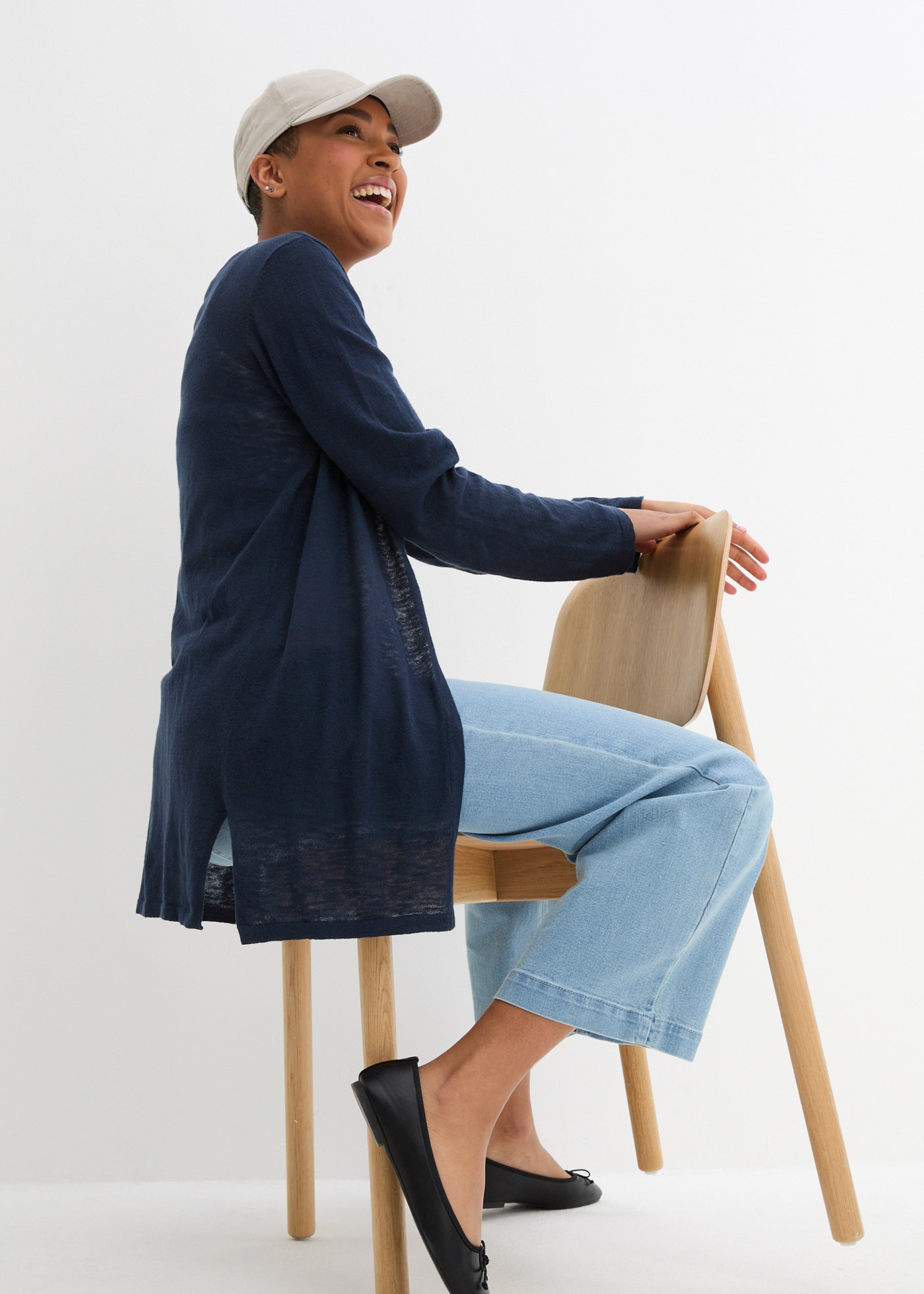 bonprix Veste en tricot Strickjacke aus reiner Baumwoll-Slub Qualität