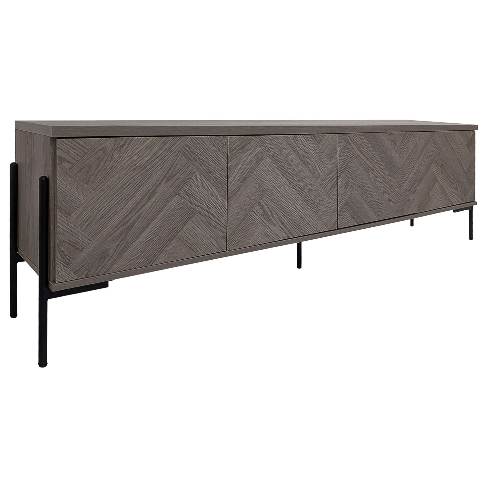 Leonique Lowboard »Eadwine« TV-Kommode, Push-to-open, Türen mit Fischgräten Muster, Breite 175 cm