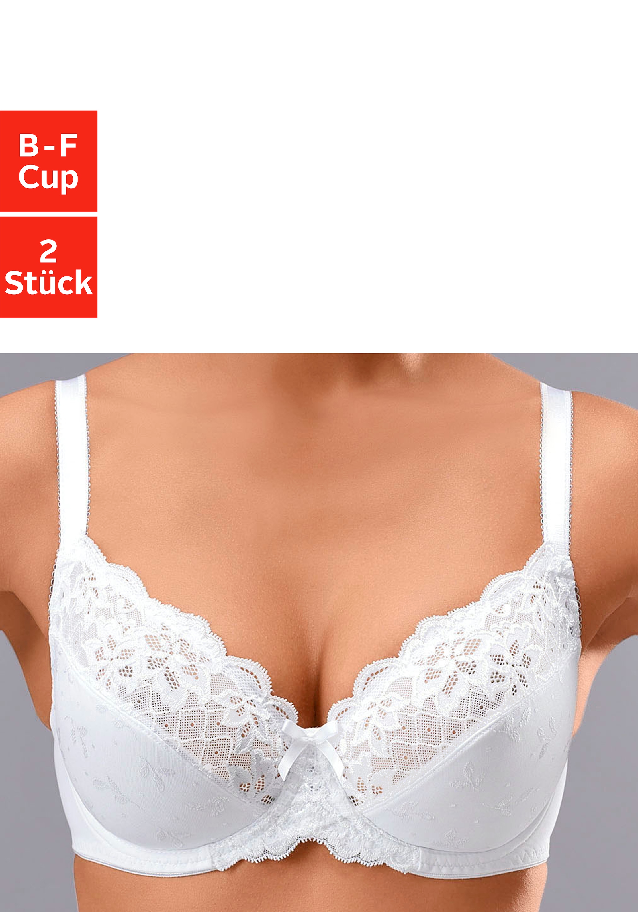 Image of petite fleur Bügel-BH Packung, 2 Stück, mit elastischer Spitze, Dessous – ideal für grosse Grössen