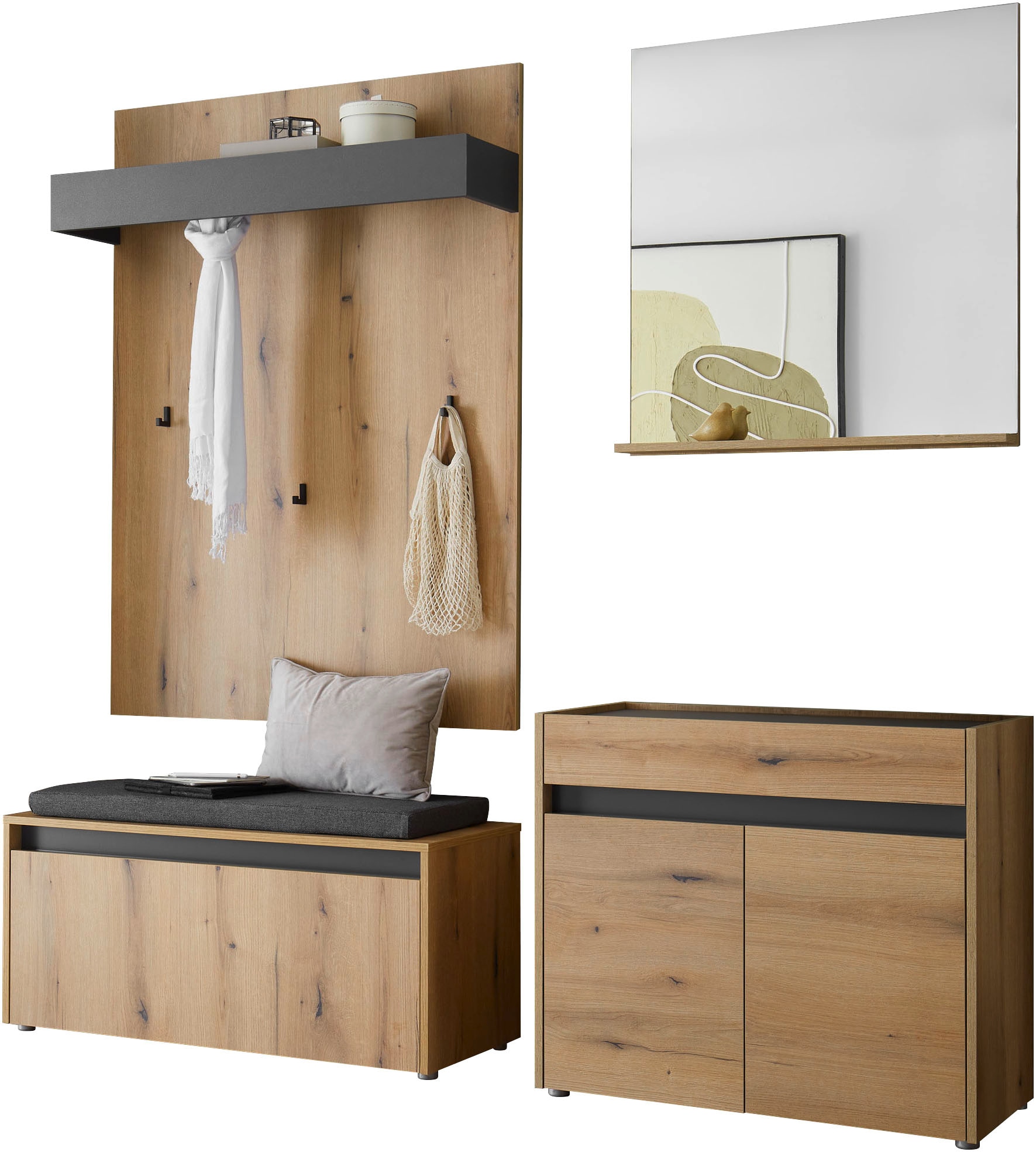 Home affaire Garderoben-Set »GIRON/CiTY, moderne Garderobe, Komplettset mit viel Stauraum« Komplett-Set, 4 Stk. tlg.