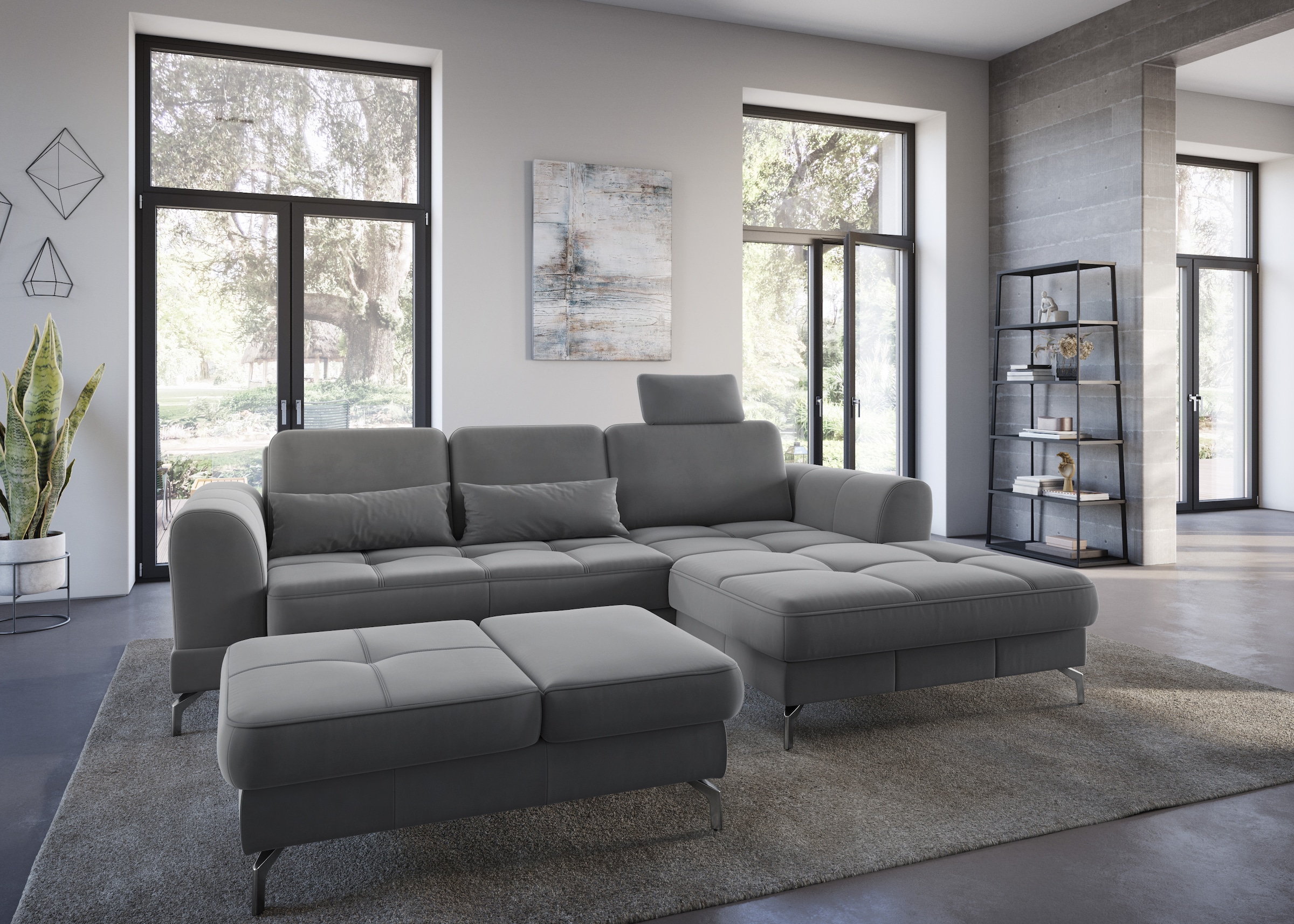 sit&more Ecksofa »Bendigo L-Form« inklusive Sitztiefenverstellung, Bodenfreiheit 12 cm, in 2 Fussfarben