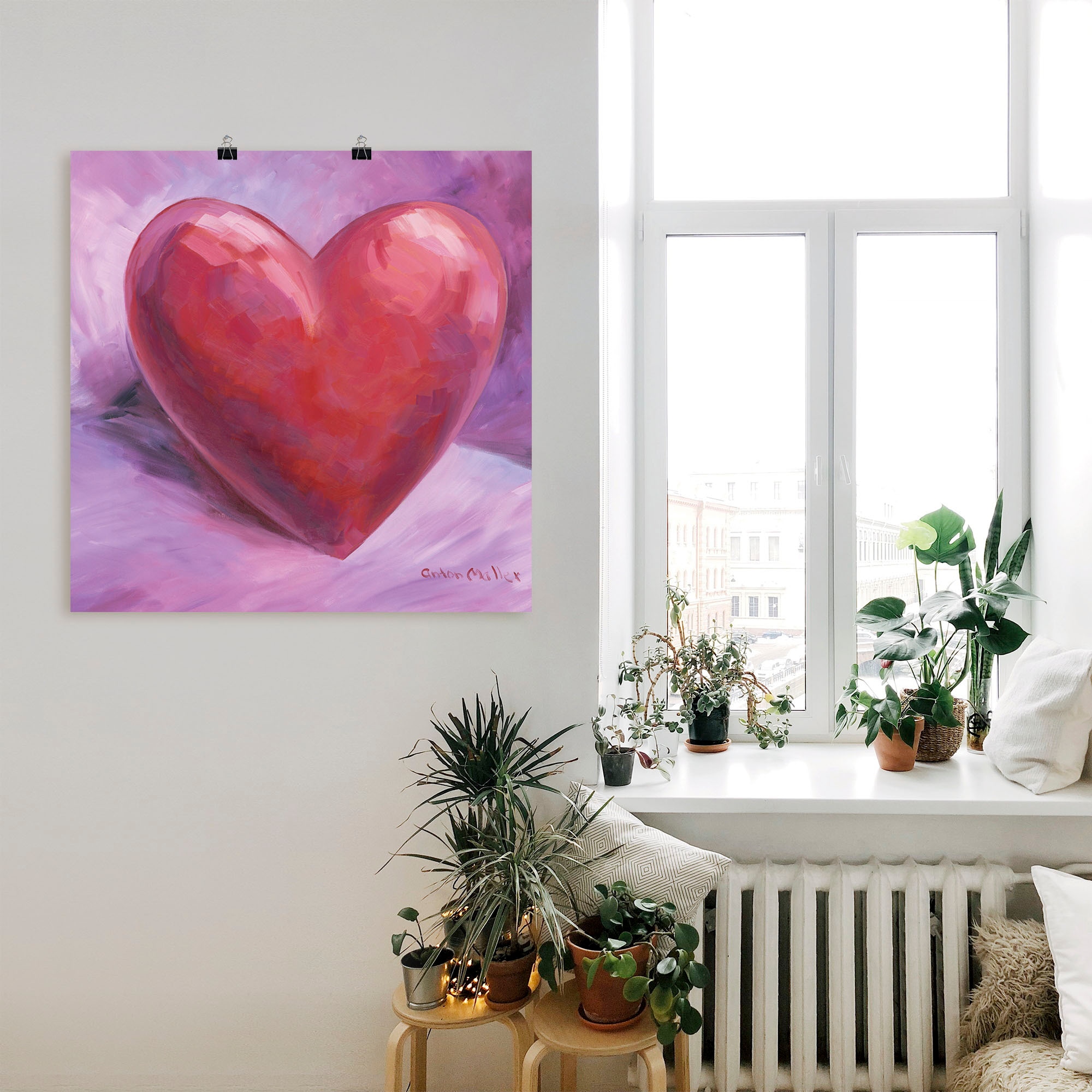 Artland Wandbild »Lila Herz«, Herzen, (1 St.), als Leinwandbild, Poster in verschied. Grössen