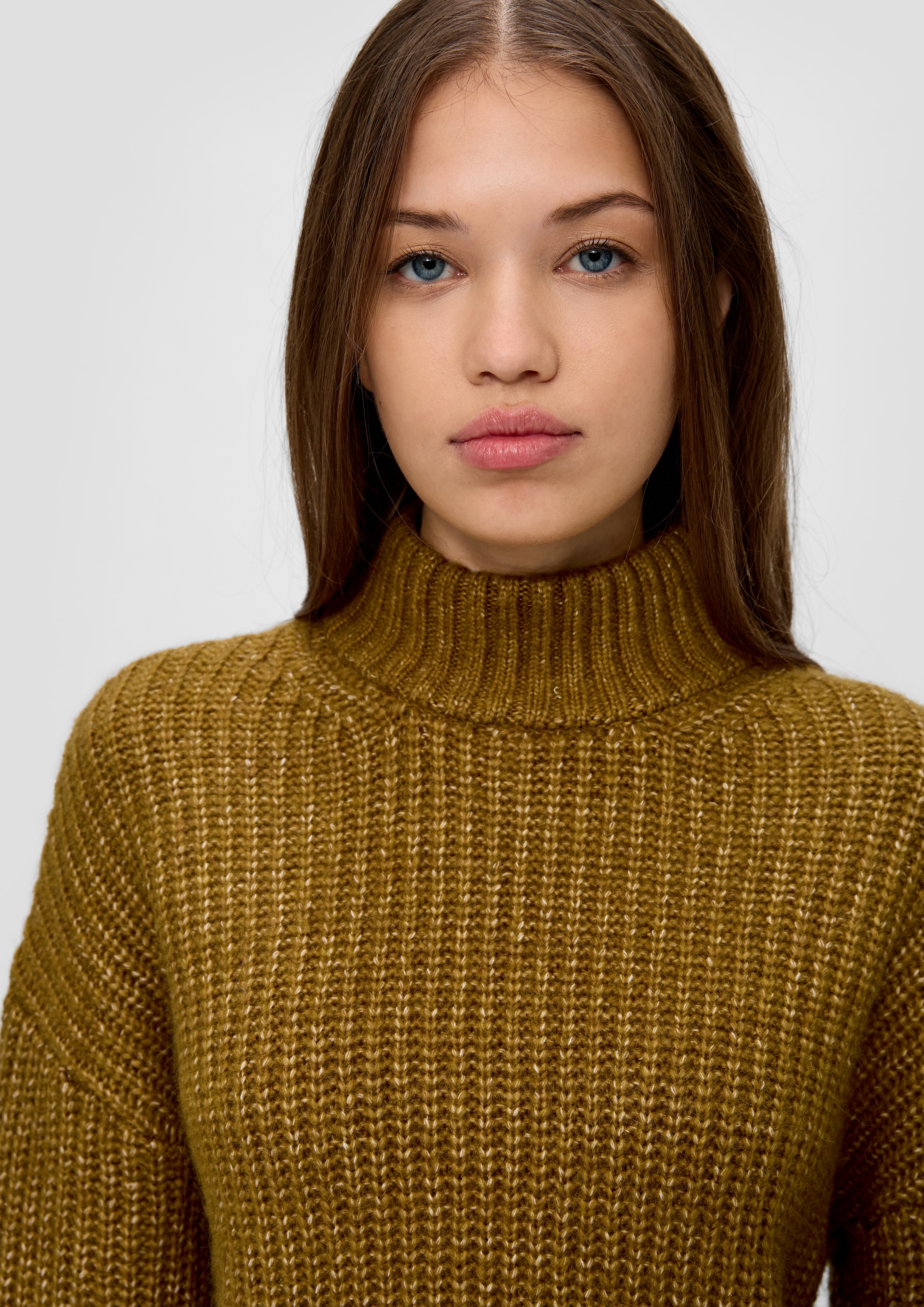 QS Strickpullover, mit fixiertem Umschlag
