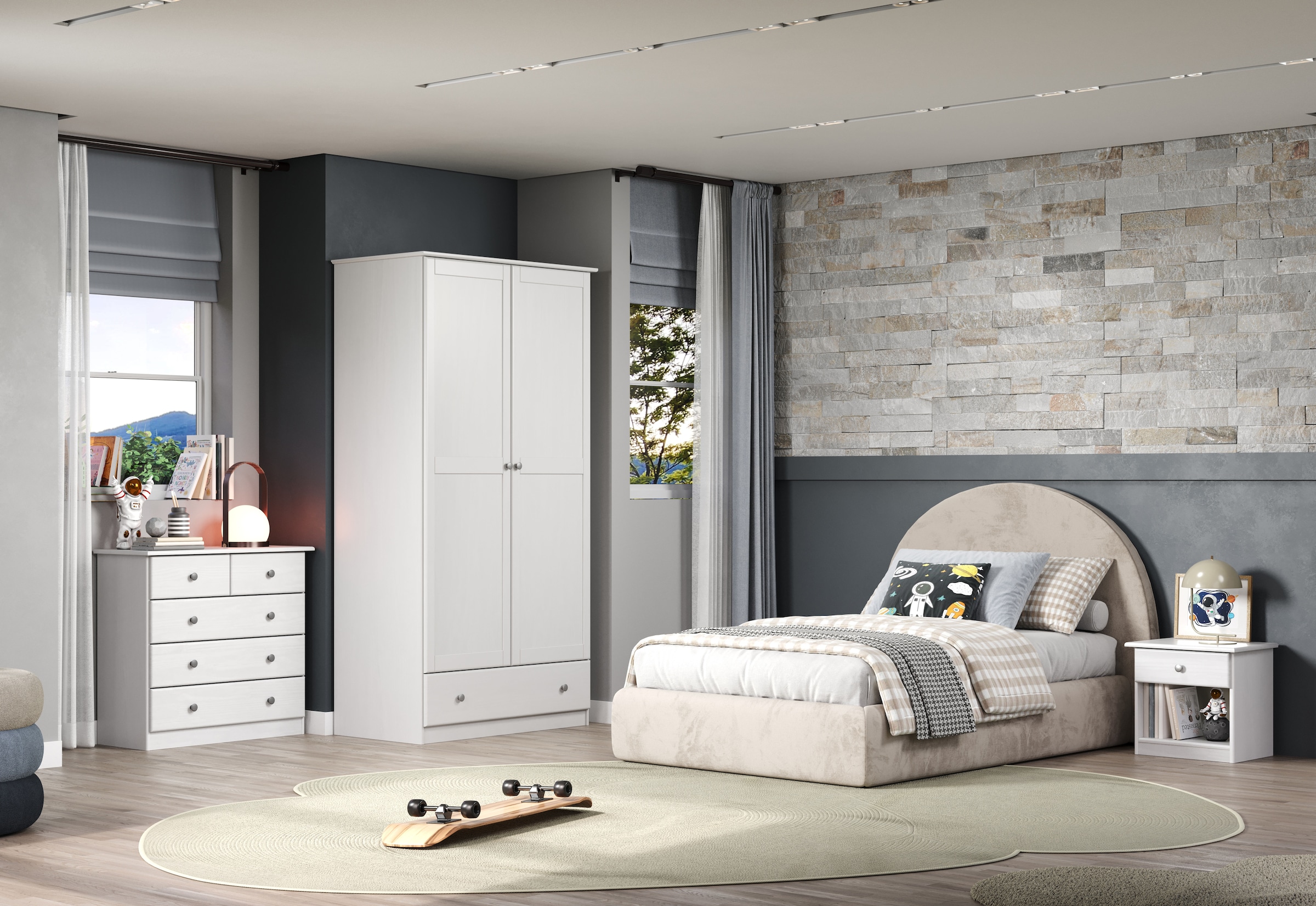 Home affaire Kleiderschrank »Delsbo Garderobenschrank Wäscheschrank Schlafzimmer Massivholz« Bestseller Schrank in Landhaus Design, 1 Stk. tlg. Drehtürenschrank aus Kiefernholz - mit Schublade und Kleiderstange
